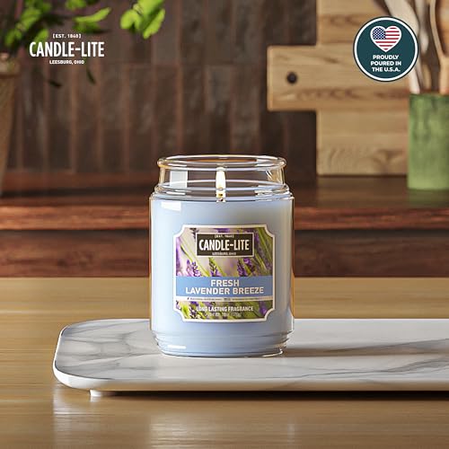 Candle-lite Scented Candles, Fresh Lavender Breeze, 18 oz Jar, Proudly Poured in The USA, Aromatherapy Candle, Single-Wick with 110 Hours of Burn Time, Perfect for Creating a Relaxing Ambiance