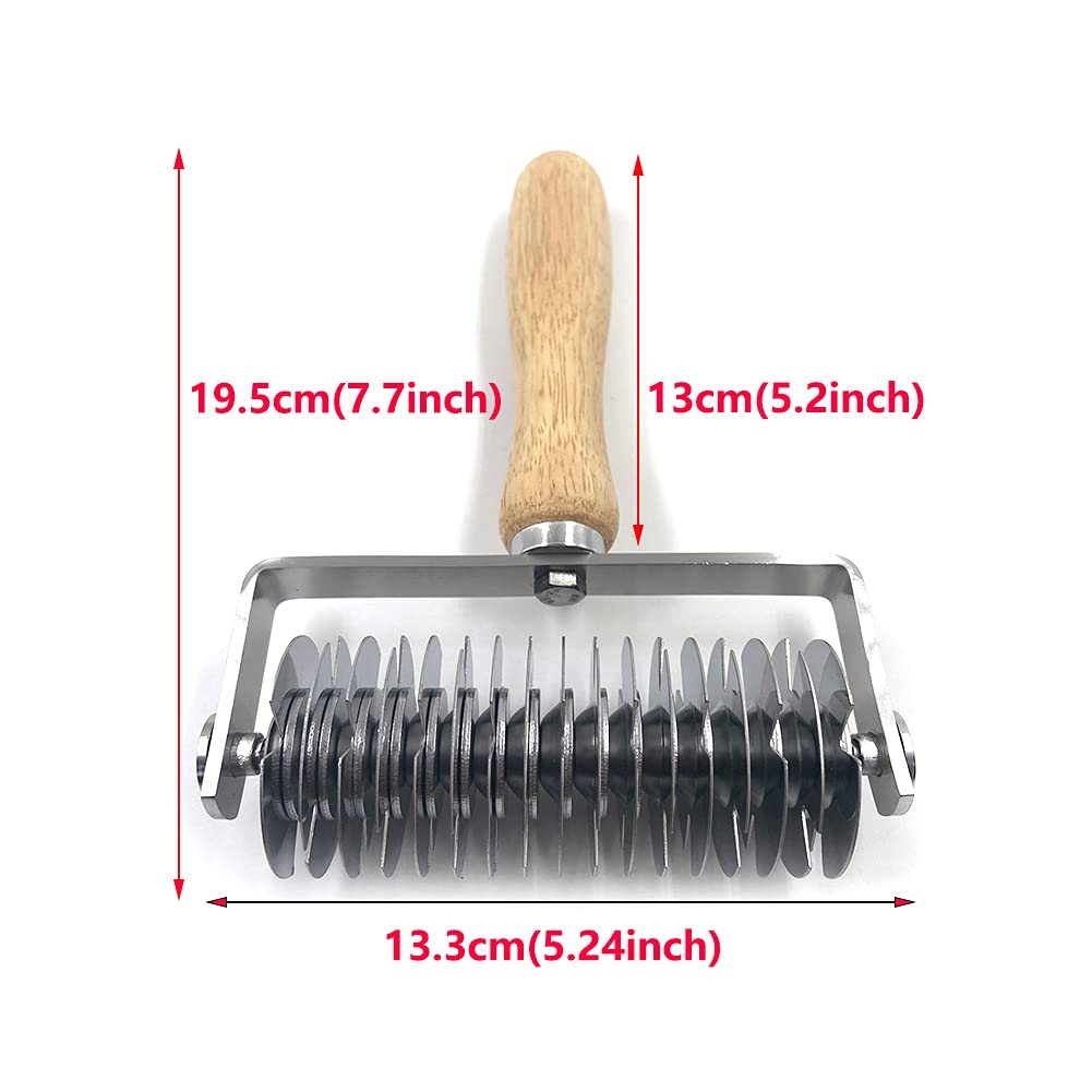 Stainless Steel Dough Lattice Roller Cutter with Wood Handle,Cookie Pie Dessert Pizza Bread Pastry Crust Roller Cutter