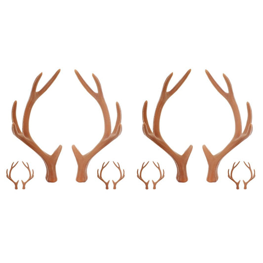 LUOZZY 6 Pairs Christmas Deer Antlers Simulation Animals Horn Brown Reindeer Ear for DIY Crafts Christmas Cosplay Hair Accessories, 17CM