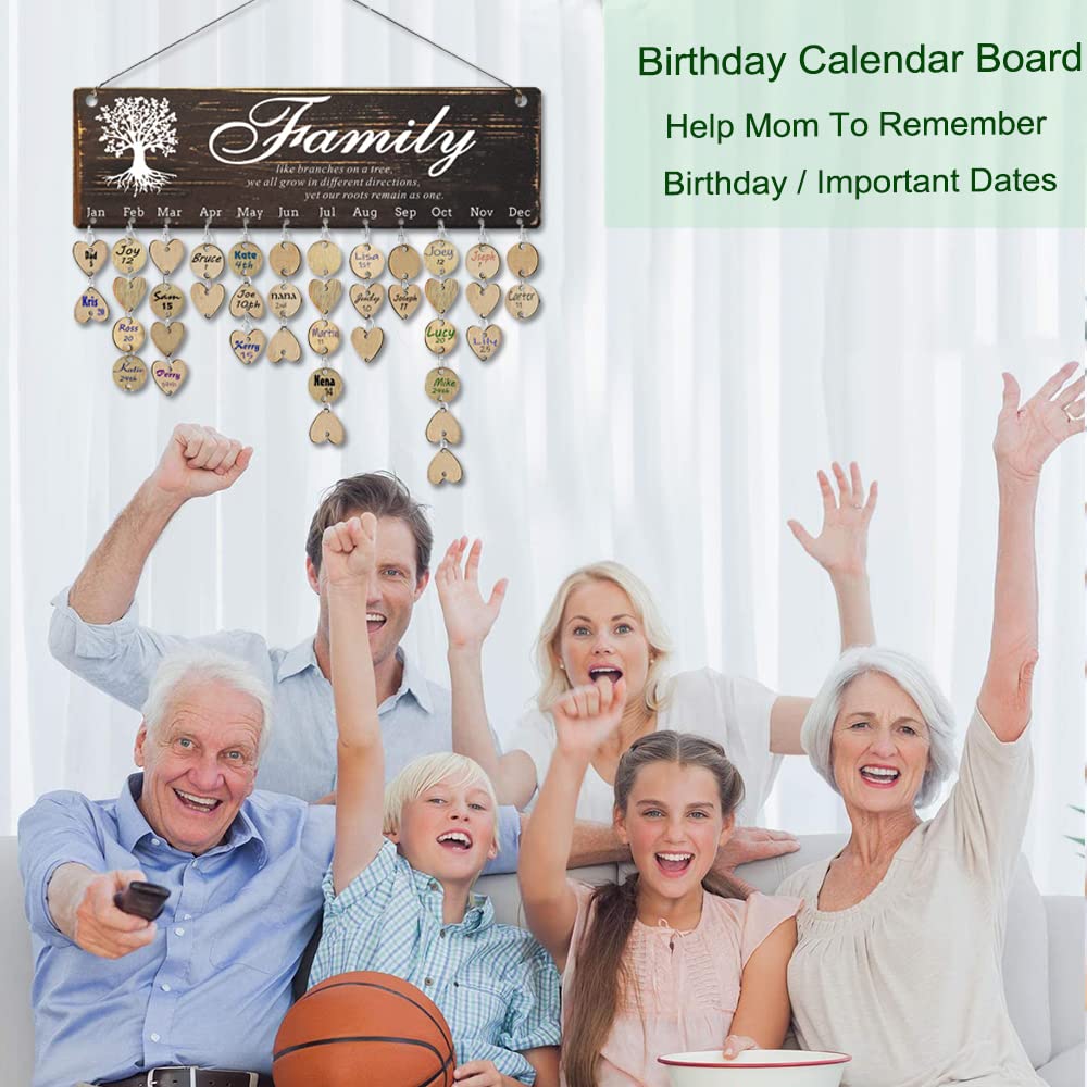 Logresy Birthday Gifts for Grandma, Family Birthday Tracker Reminder Calendar Board, Best Mom Grandma Christmas Mother Day Present Idea, Record Birthday in One Place, New Year Gift for Elderly