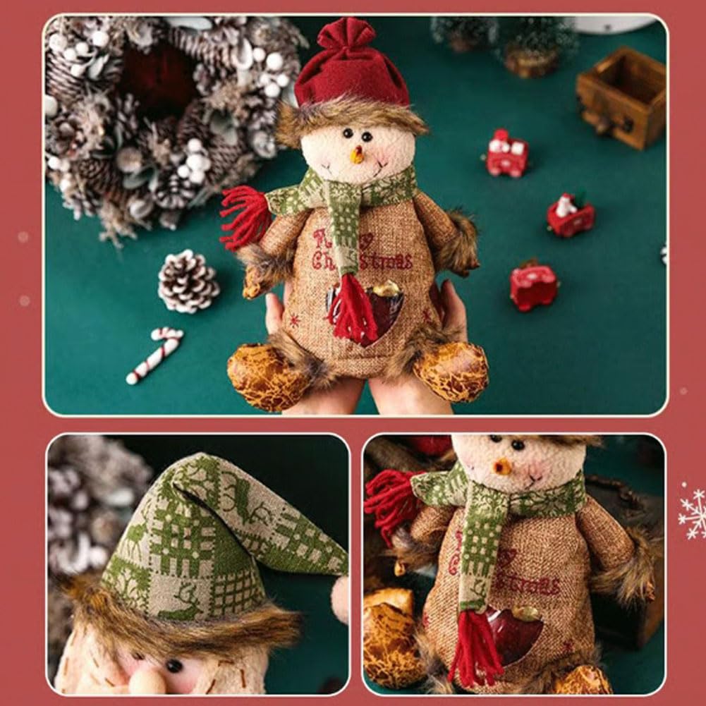 Christmas Gift Bags Zipper Design, 3D Christmas Gift Doll Bags, Snowman Santa Elk Christmass Gift Bags, Large Space Zipper Design Santa Snowman Doll Storage Bag for Candy and Gift (6Pcs Mix)