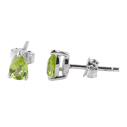 YASHEE Natural Peridot Gemstone Pear Shape Stud Earring For Women, Chakra Energy Healing Real Crystal, August Birthstone, Peridot Stud Earrings Women Unique Christmas Gift Jewelry