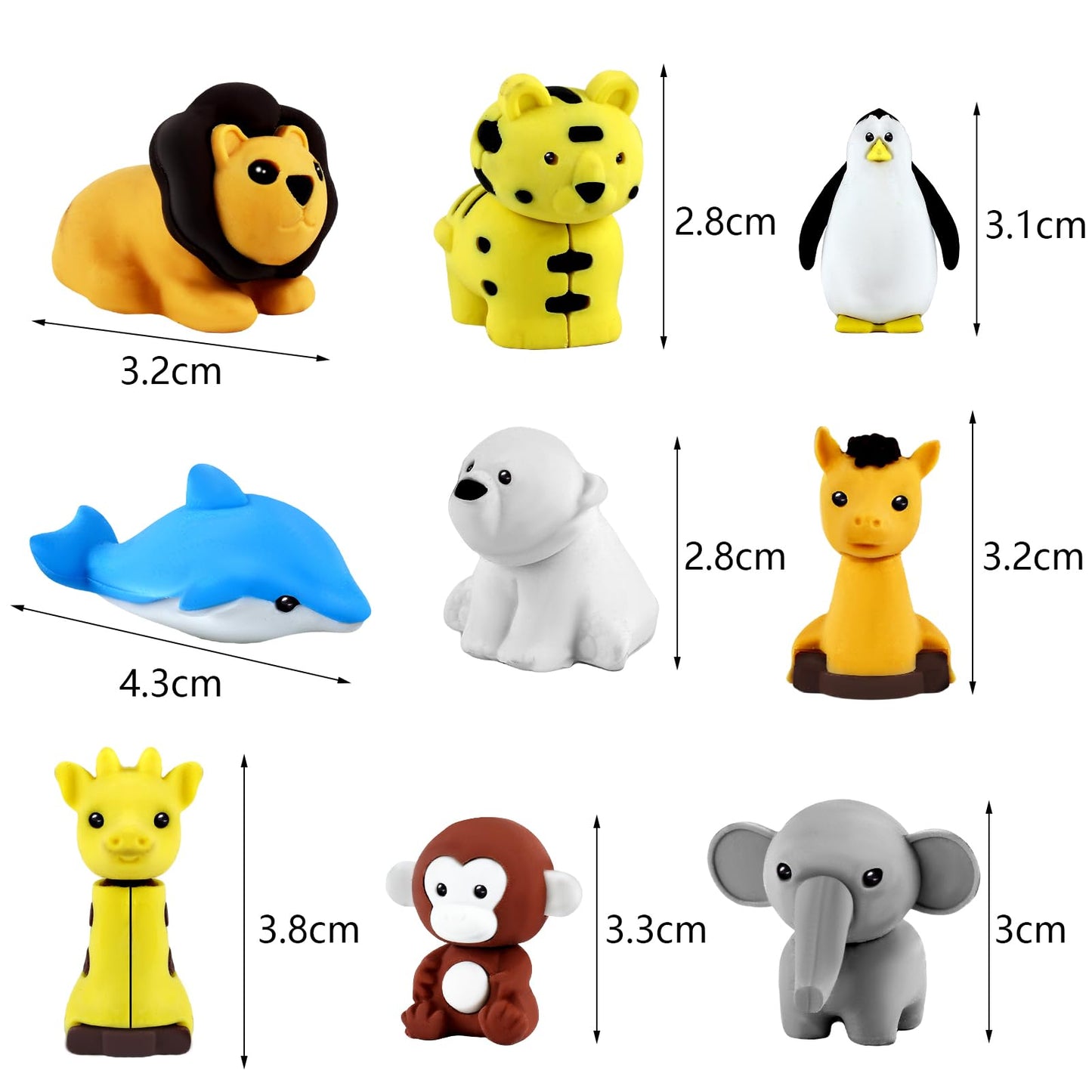 URSKYTOUS 60Pcs Animal Erasers Desk Pets for Kids Animal Pencil Erasers Bulk Puzzle Eraser Toys Gifts for Classroom Prizes,Game Reward,Treasure Box,Easter Egg Fillers,Goodie Bag Stuffers,Party Favors