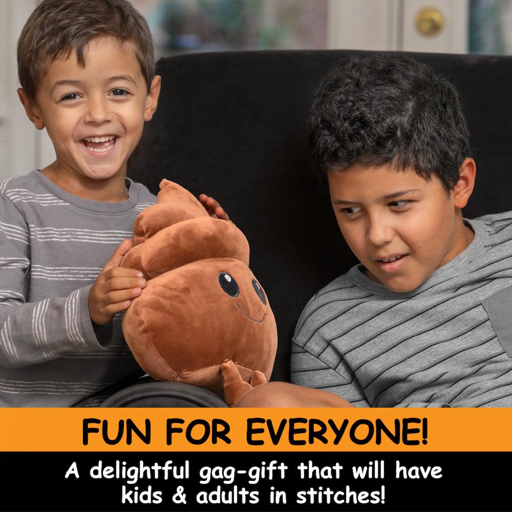 Twiddler Toys Poop Emoji Fart Noise Maker - Large 11” Plush Toy Makes 20 Hilarious Farting Sounds - Funny Gag Gift for Friends and Coworkers