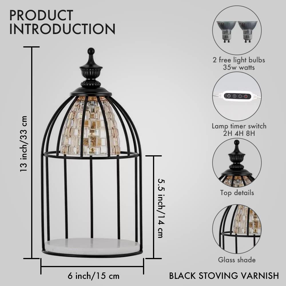 Swokazoe Candle Warmer Lamp for Top-Down Candle Melting, Vintage Aromatherapy Wax Melting lamp,Night Lamp (Black)