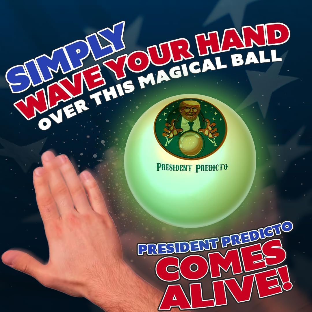 Talking President Predicto Fortune Telling Ball - Lights Up & Responds - Ask Questions & Hear Donald Answer, Unique Patriotic Desktop Collectible