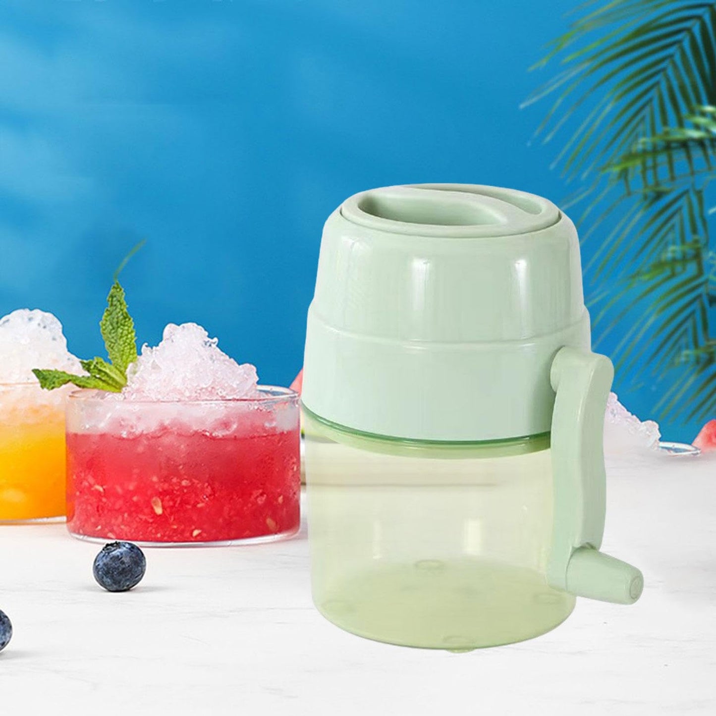 KLKCMS Manual Ice Crusher Shaved Ice Machine Compact Lightweight Convenient Snow Cone Machine Mini for Indoor Kitchen Hiking