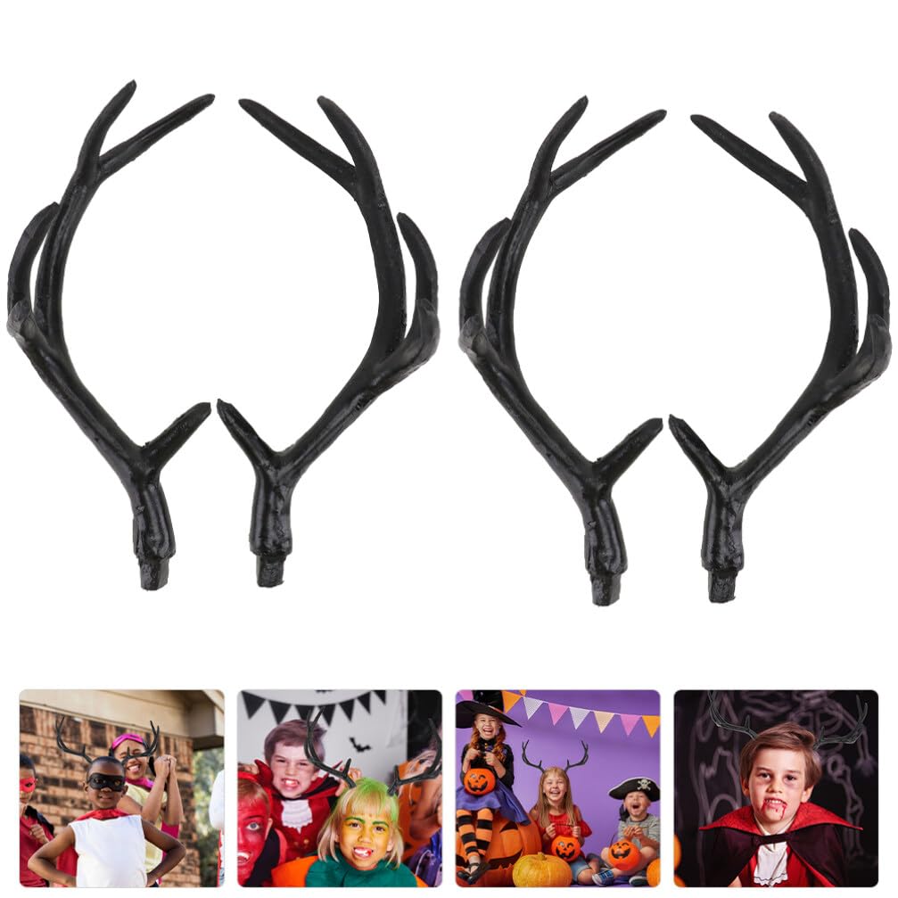 Unomor 2 Pairs Artificial Antlers Plastic Deer Antlers, Realistic Reindeer Horn Props for, Halloween, and Diy Costume Parties