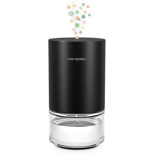 Airversa Essential Oil Diffuser Waterless Aromatherapy Diffusers for Home Large Room, Bedroom, Car, Office, Desk, Battery Operated, Small Diffuser for Pure Scent, 100mL Capacity, AN9 (Black)