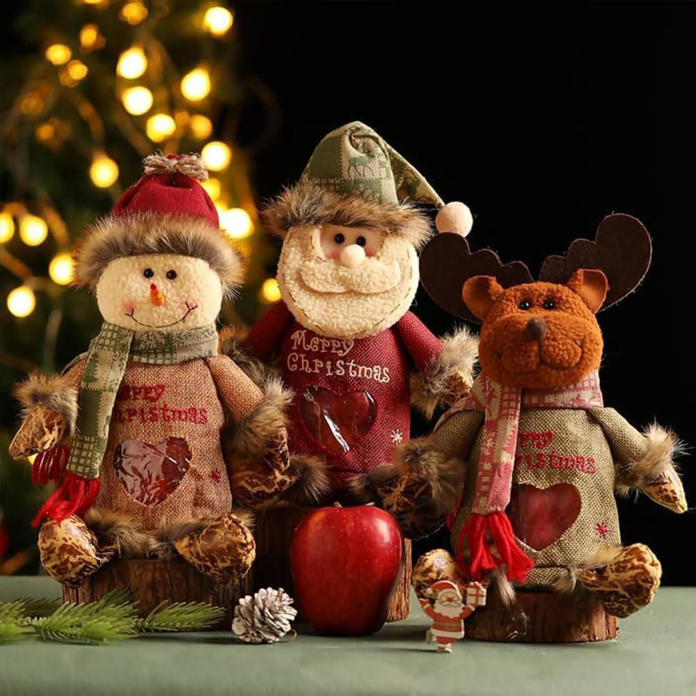 Nebulunch Christmas Gift Bags Zipper Design, 2026 New Christmas Zipper Gift Bags, Large Fabric Gifts Bags, Reusable Christma Bags With Santa Snowman Style For Presents Candy Fruit (3 PCS)