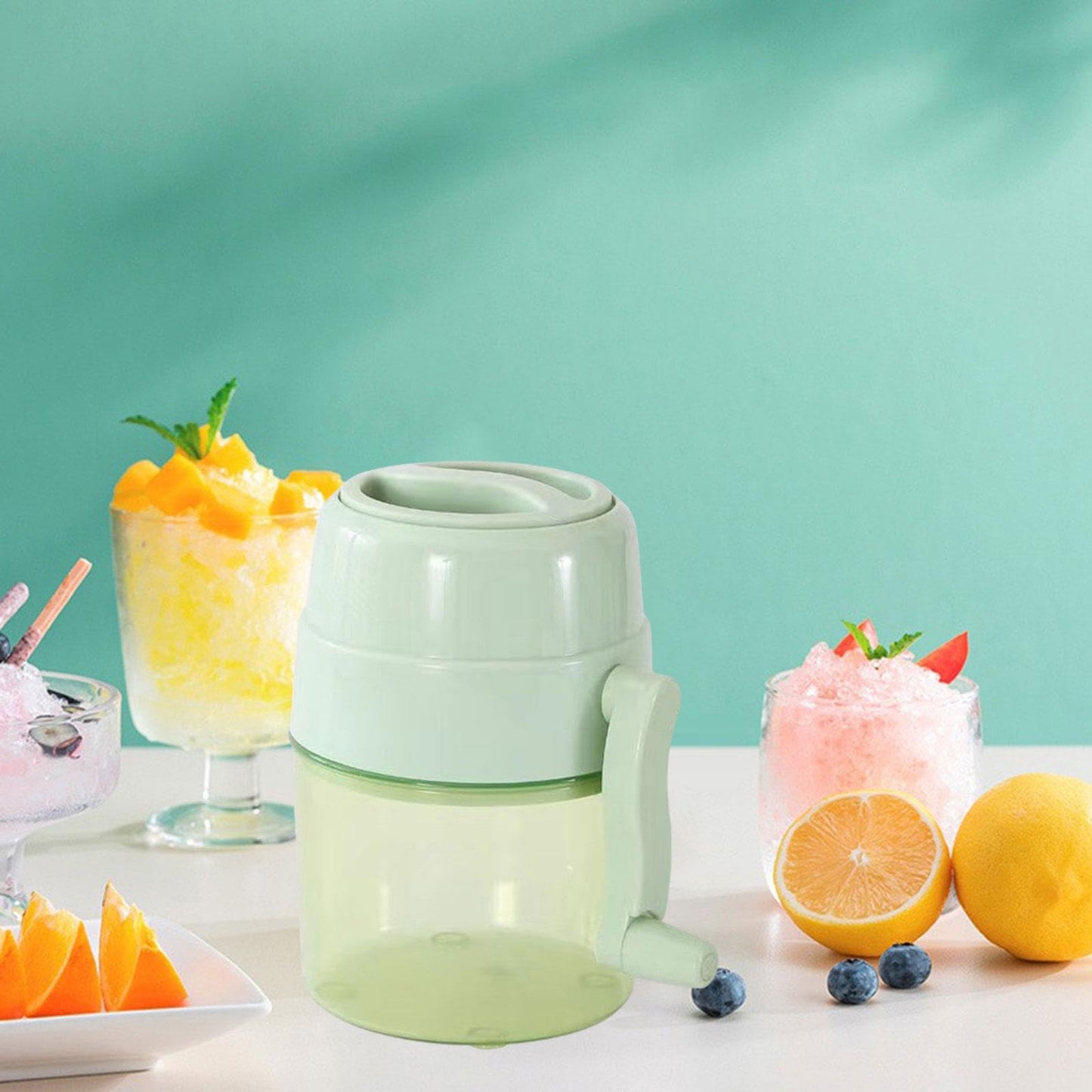 KLKCMS Manual Ice Crusher Shaved Ice Machine Compact Lightweight Convenient Snow Cone Machine Mini for Indoor Kitchen Hiking