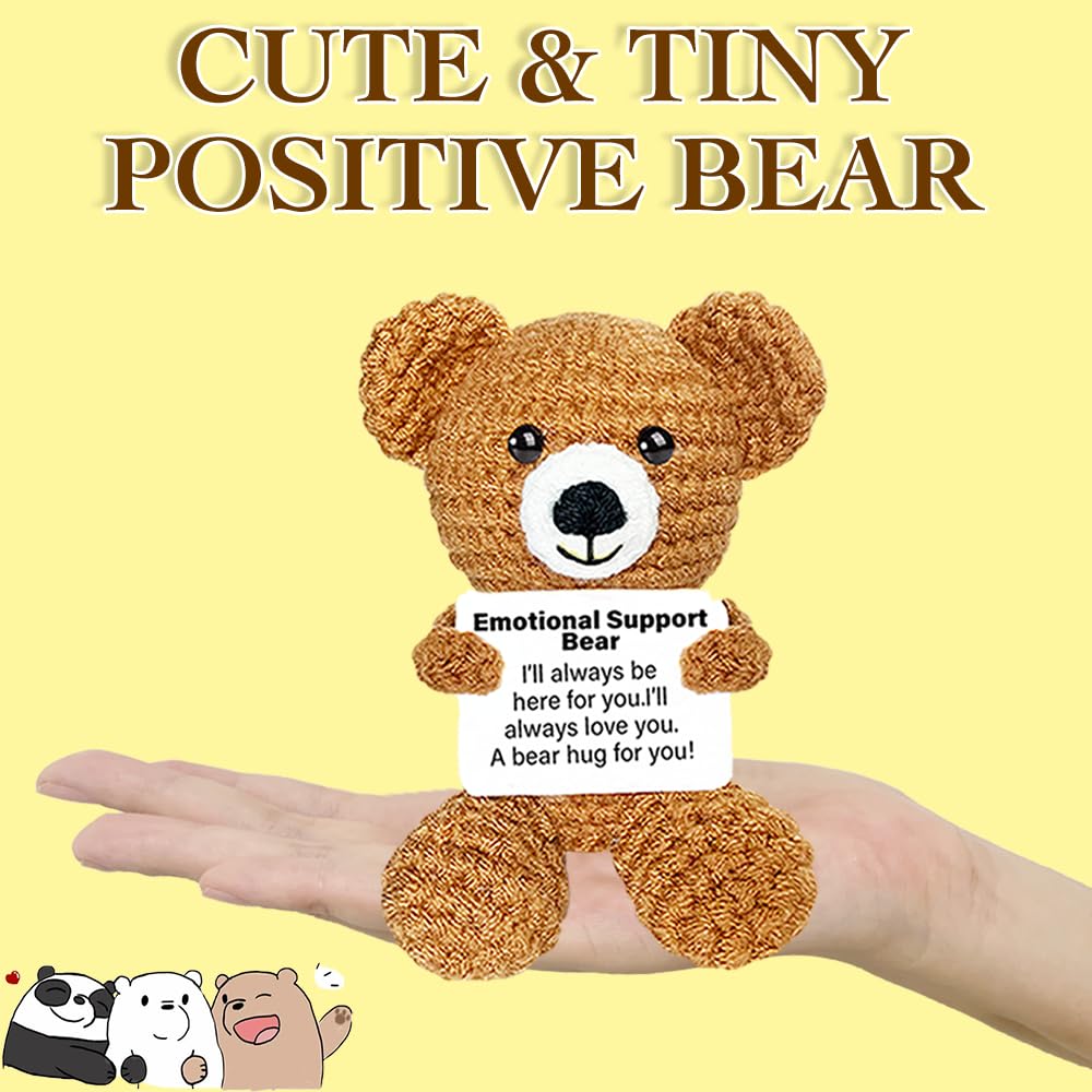 Positive Crochet Animals Bulk, Emotional Support Crochet Animals, Mini Inspirational Gift for Women Friends Coworkers Students Employee Christmas Stocking Stuffers Cute Crocheted Doll Cheer Up Gift