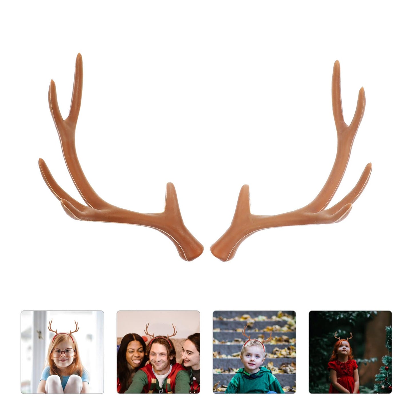 SAFIGLE Headband, 4 Pair Plastic Deer Antlers DIY Imitation Reindeer Antlers Headband for Cosplay, Christmas, Party Decorations, Unisex, Hand Wash Only