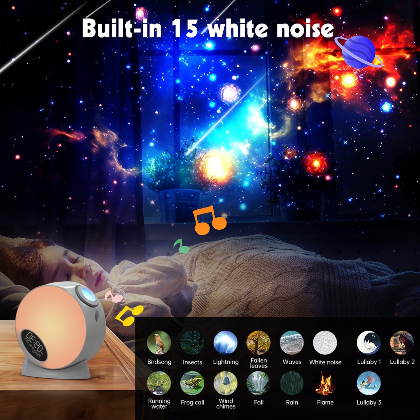 Star Projector,13 in 1 HD Planetarium Galaxy Projector for Bedroom,LED Space Galaxy Lamp with Bluetooth Speaker & White Noise,Remote/Auto-Off Timer,Star Night Light for Adults Kids Gifts Home Decor