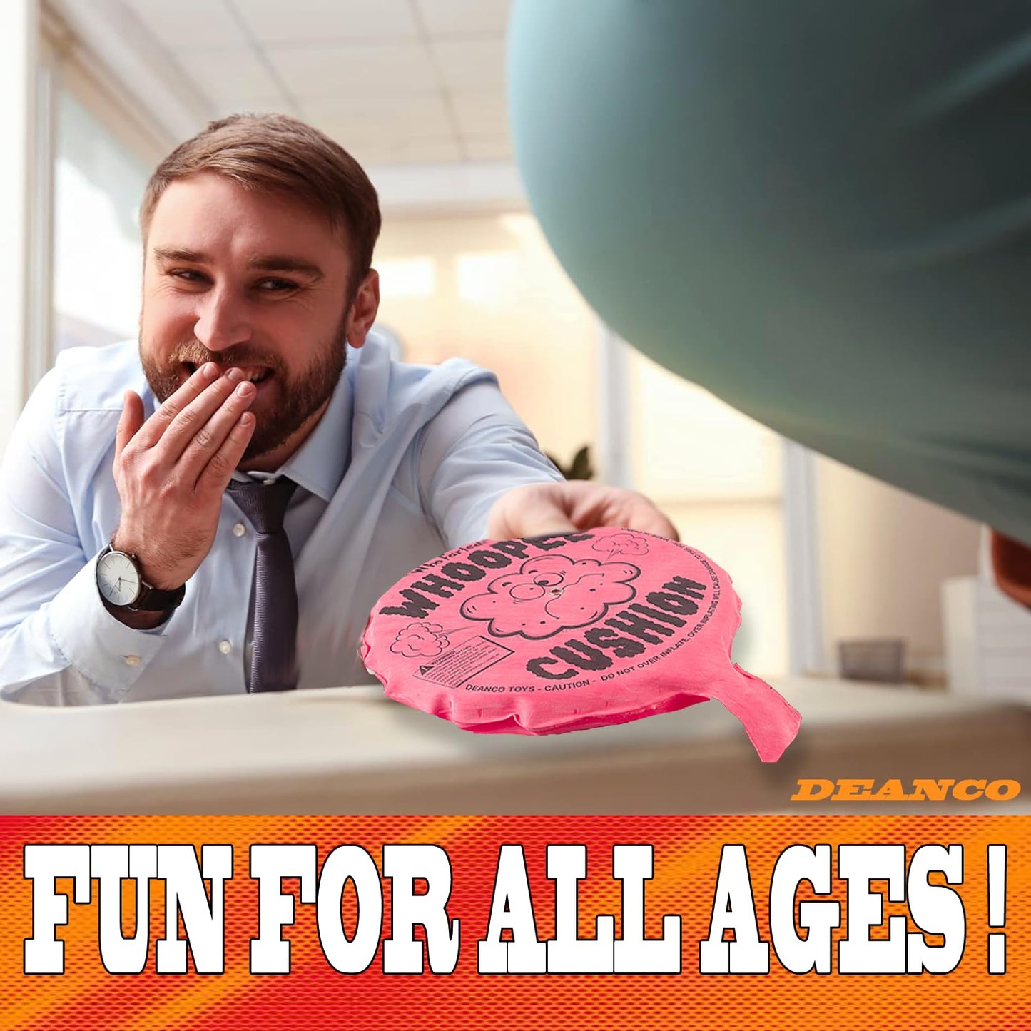 Whoopie Cushion 3 Pack - Three 7 inch Self-Inflating Whoopee Cusions Premium Rubber for Louder Fart Sound, Gag Gifts for Kids and Adults, April Fools Pranks