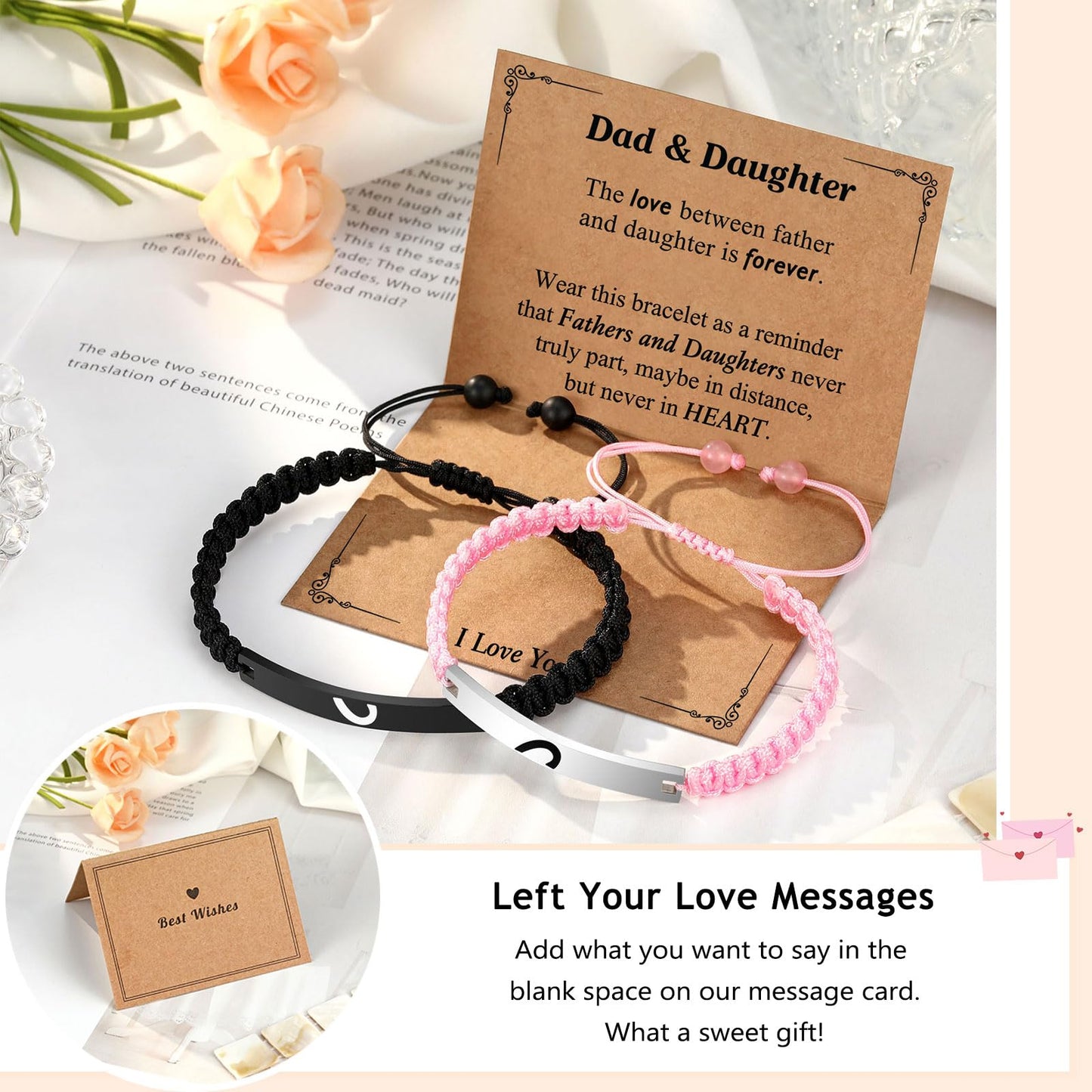 UPROMI Dad Gifts from Daughter, Father Daughter Bracelet Valentines Fathers Day Christimas Birthday Gifts for Dad Daddy Ideas