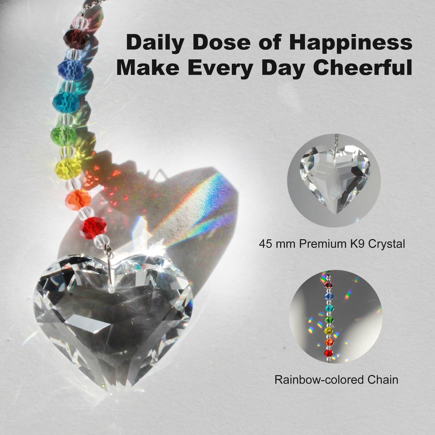 WOOWA Celebrating You! Friendship Gifts, BFF, Bestie Gifts. Best Friend Birthday Gifts. Unique 45 mm Crystal Heart Rainbow Maker Hanging Ornament