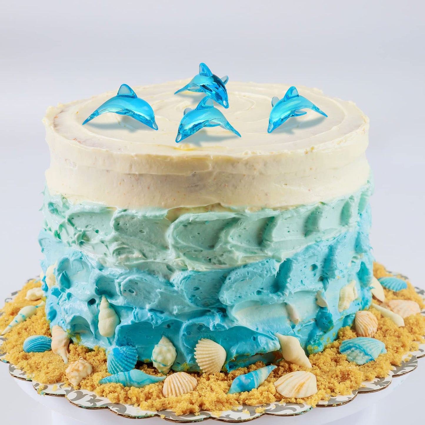 Taiyin 125 Pcs Acrylic Dolphins Cupcake Toppers Blue Dolphin Figurines Birthday Party Decorations Dolphin Cake Topper for Sea Nautical Mermaid Themed Birthday Party Favors Baby Shower Decorations