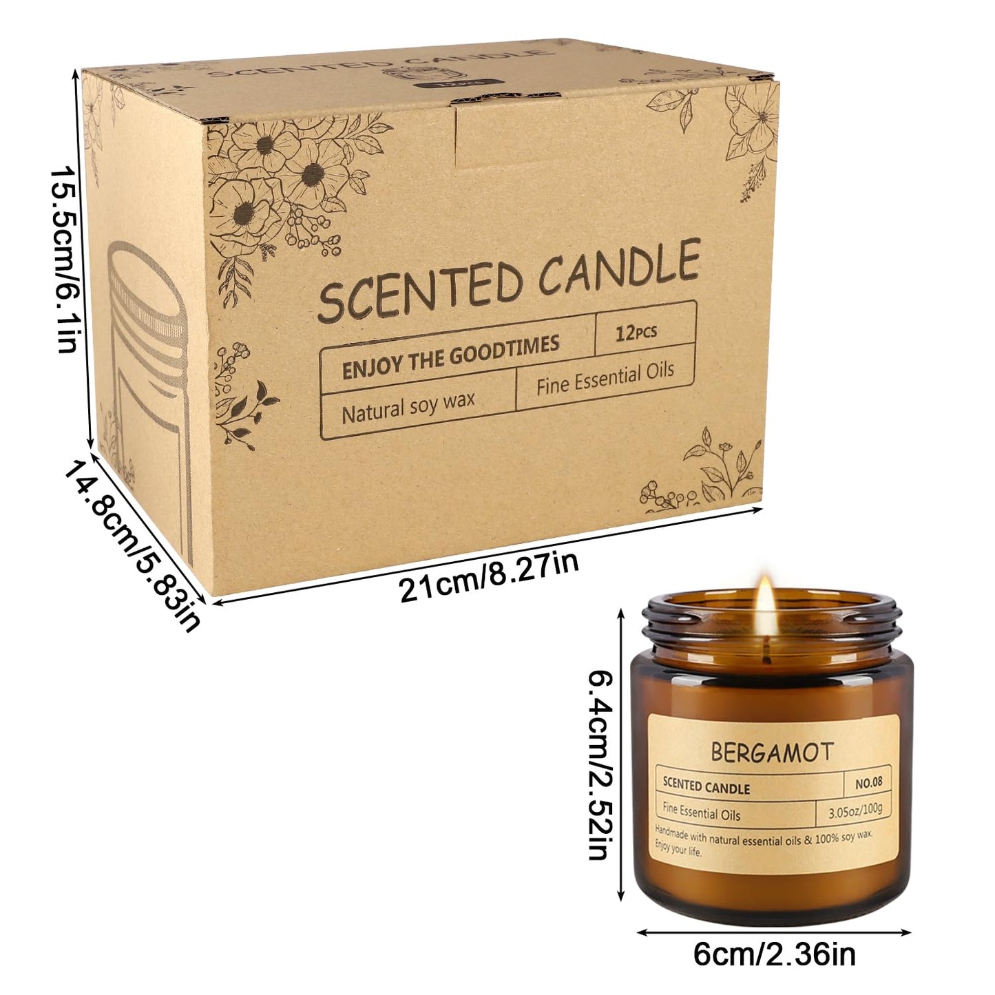 12Pack Scented Candle Set - Aromatherapy Candle Gift Set – Long Lasting Jar Candles for Men| Women, Ideal for Birthdays, Mother's Day Thanksgiving Gifts