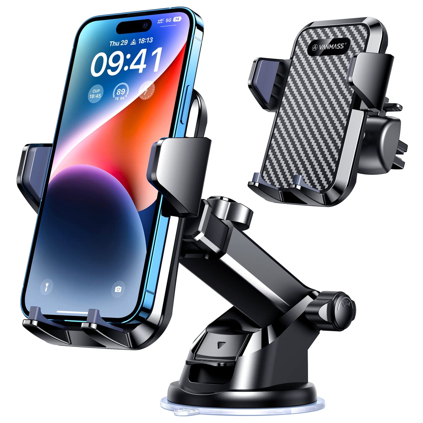 VANMASS ใ85+LBS Strongest Suction & Military-Grade 2025 Ultimate Car Phone MountใPatent & Safety Certsใ Cell Phone Holder Truck Desk for Dashboard Windshield Vent for iPhone 16 15 Pro Max 14 Samsung