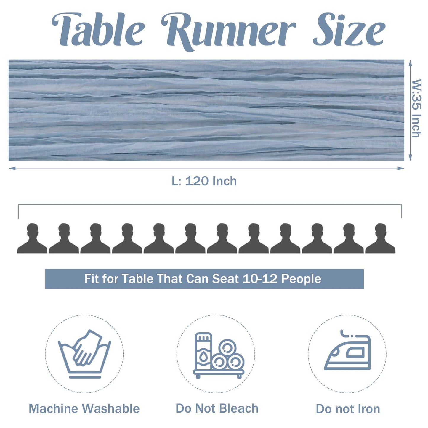 6 Pieces Dusty Blue 10FT Cheesecloth Table Runner Boho Gauze Fabric Table Runner Rustic Sheer Runner for Wedding Birthday Baby Shower Party Boho Table Decoration(Dusty Blue)