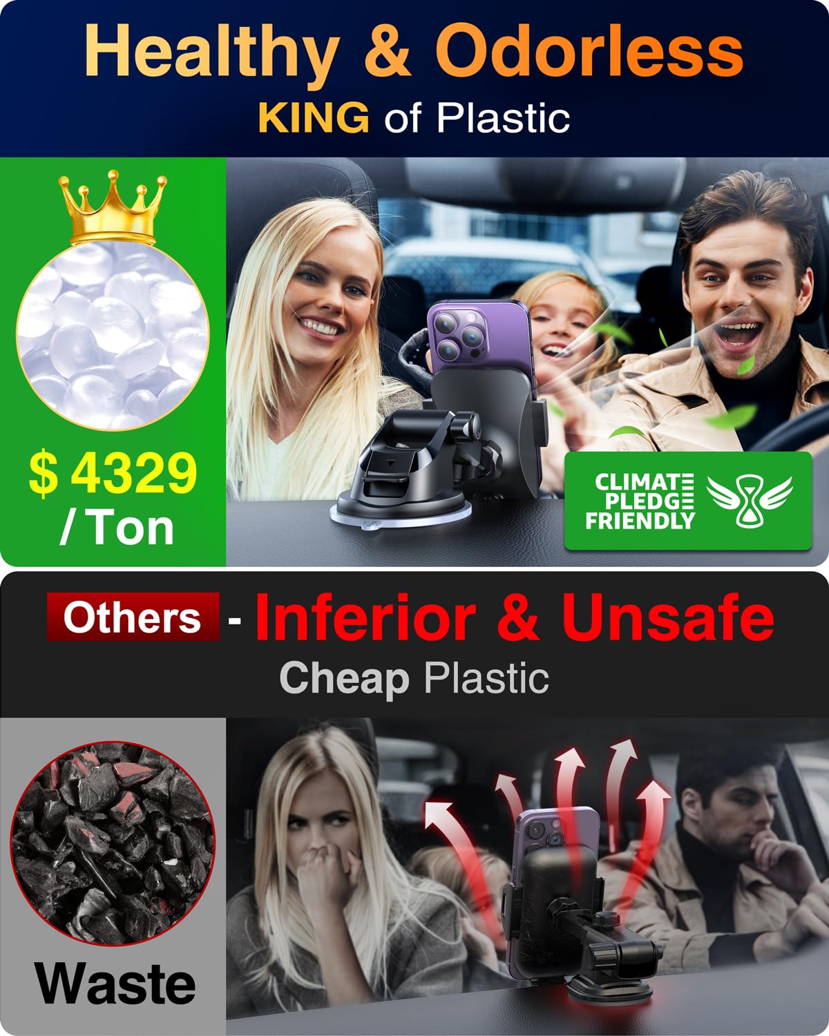 VANMASS ใ85+LBS Strongest Suction & Military-Grade 2025 Ultimate Car Phone MountใPatent & Safety Certsใ Cell Phone Holder Truck Desk for Dashboard Windshield Vent for iPhone 16 15 Pro Max 14 Samsung