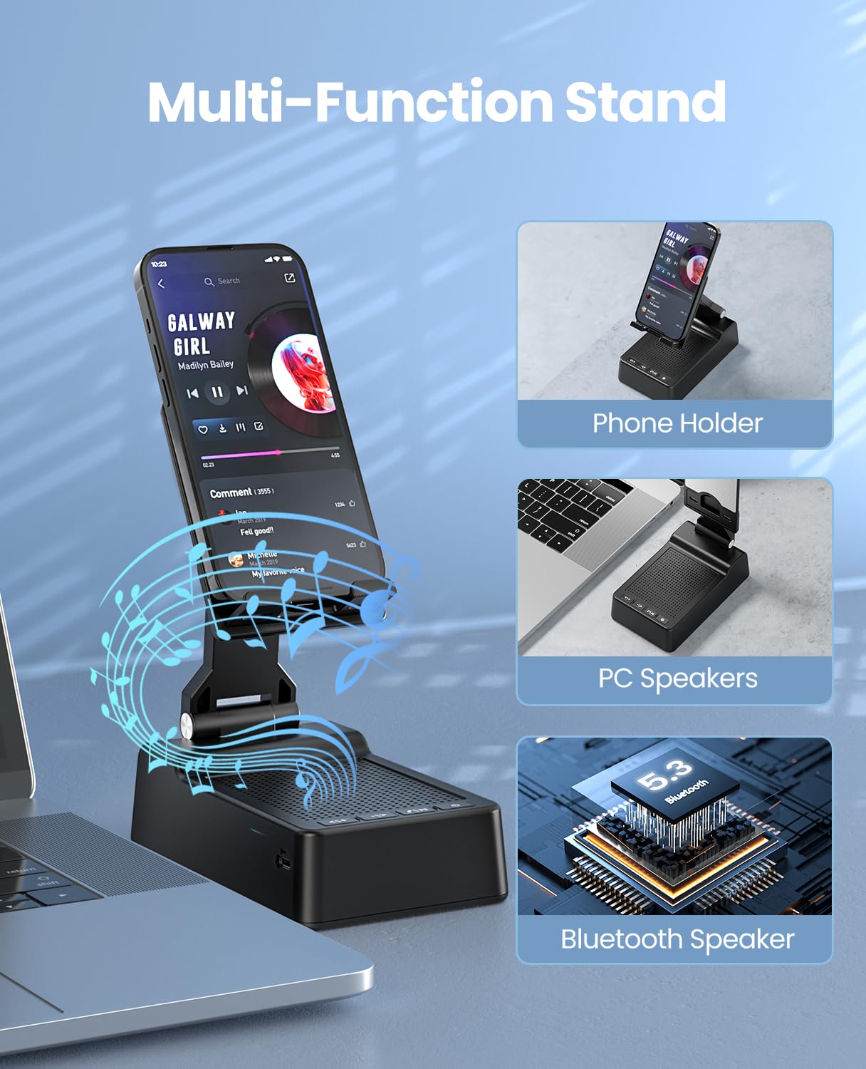 Gifts for Men Women, Phone Stand with Bluetooth Speaker, HD Surround Sound Speaker, Compatible with all iPhone/Android phones iPad Kindle, Cool Gadget Gift for Men Women Dad Mom Christmas Birthday