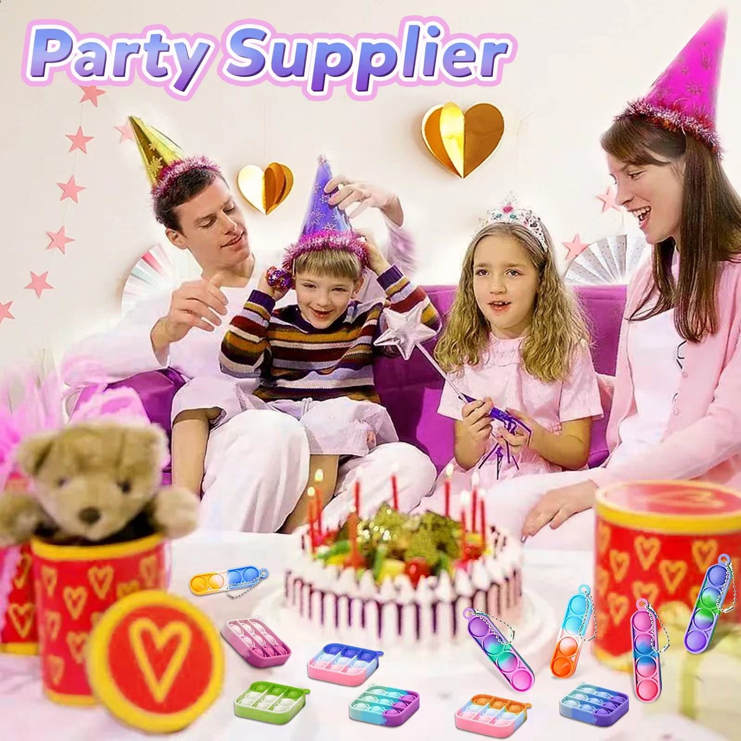 amicbng 130 Pcs Pop Keychain Party Favors ,Mini Pop Keychain It Fidget Toy Bulk Stocking Pinata Stuffers Birthday Carnival Treasure Classroom Prizes Toddler Toys Fidget Pack Stress Relief Toys (130)