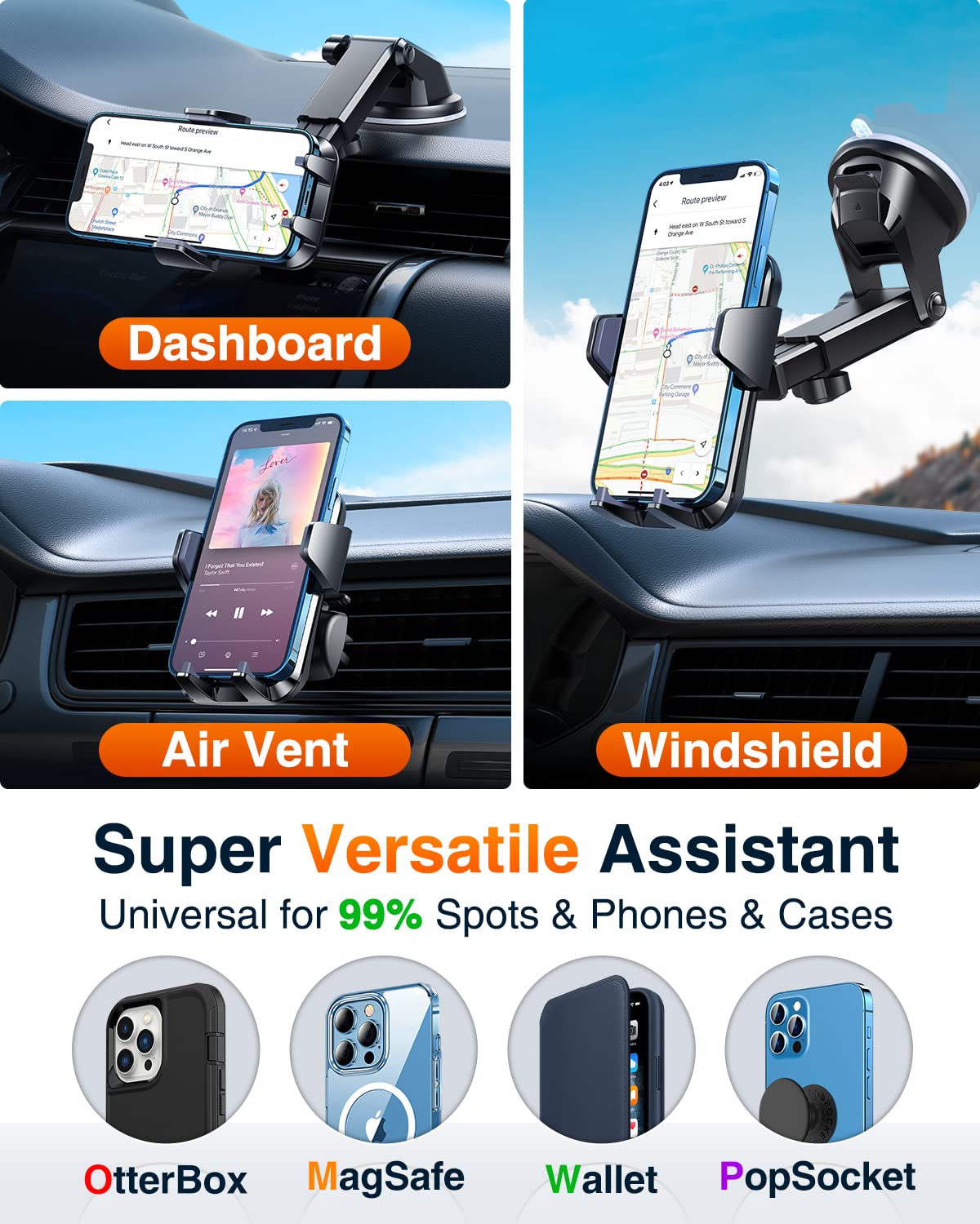 VANMASS ใ85+LBS Strongest Suction & Military-Grade 2025 Ultimate Car Phone MountใPatent & Safety Certsใ Cell Phone Holder Truck Desk for Dashboard Windshield Vent for iPhone 16 15 Pro Max 14 Samsung