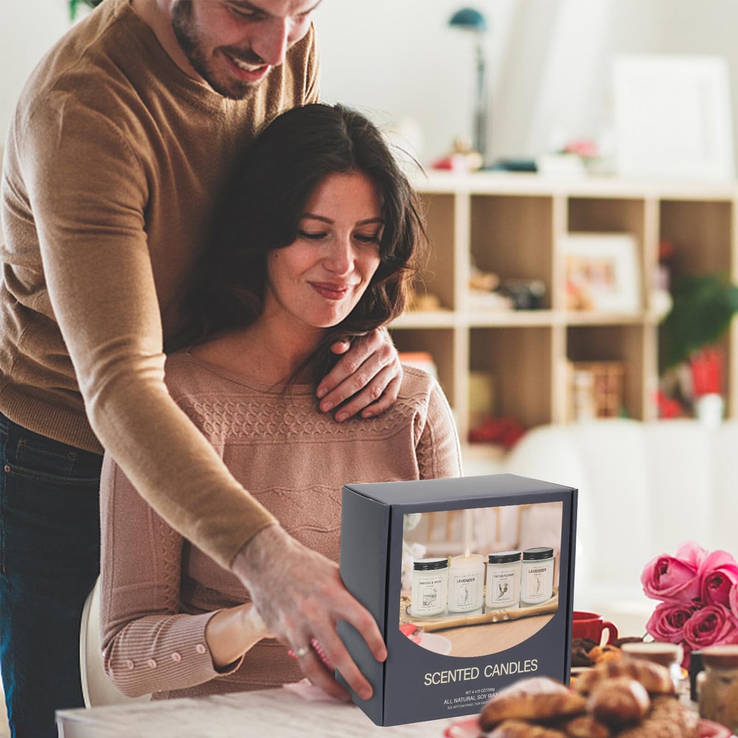 4 Pack Candles for Home Scented, Lavender Candle Set, Aromatherapy Jar Candle for Home, 28 oz 200 Hour Long Lasting, Natural Soy Wax Candles Gifts Set for Women, Birthday, Valentine, Anniversary