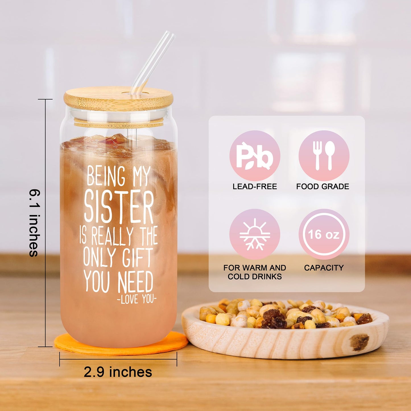 Sister Birthday Gifts, Christmas Birthday Gifts for Sister Sis, Mothers Day Ideas Present Basket Set of 6