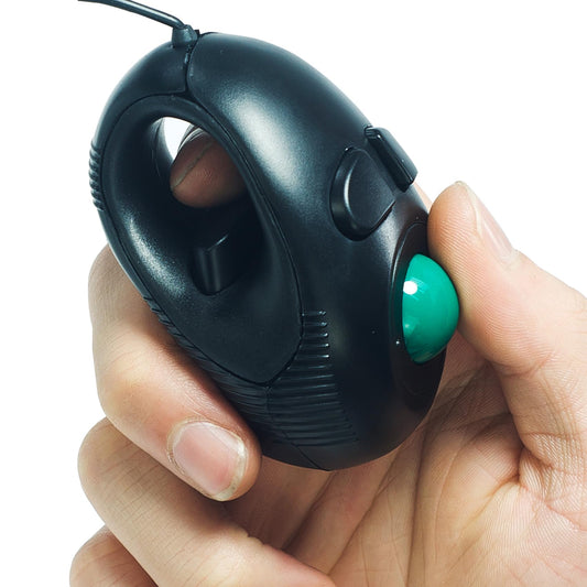 YUMQUA Finger Mouse, Handheld Trackball Mouse Mini 4D USB Hand Held Wired Pointer Thumb Ball Mice with Roller for Laptop Mac Window Computer Fits Left and Right Handed Users