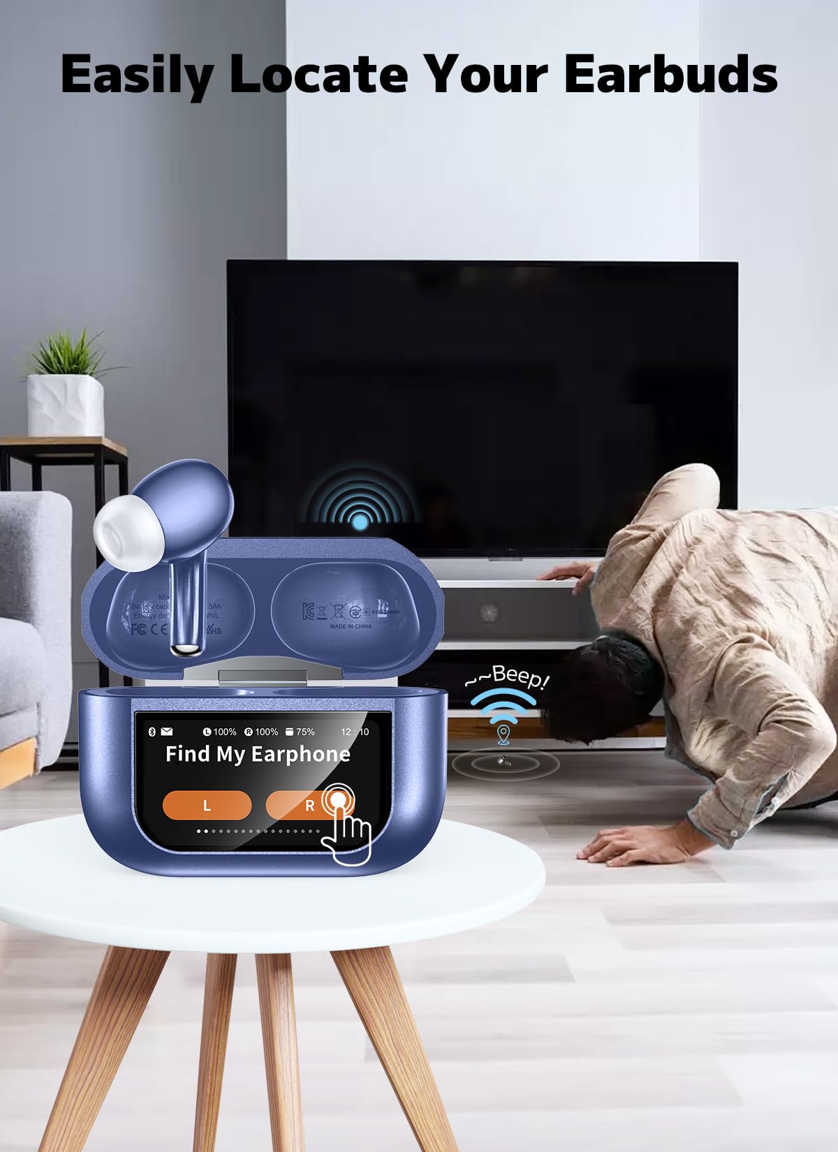 Szwod Wireless Earbuds, Bluetooth 5.4 Ear Buds with Multifunctional Touch Screen, ANC/ENC Noise Cancelling Headphones, 48Hrs Playtime in-Ear Fit Earphones for Android/iOS