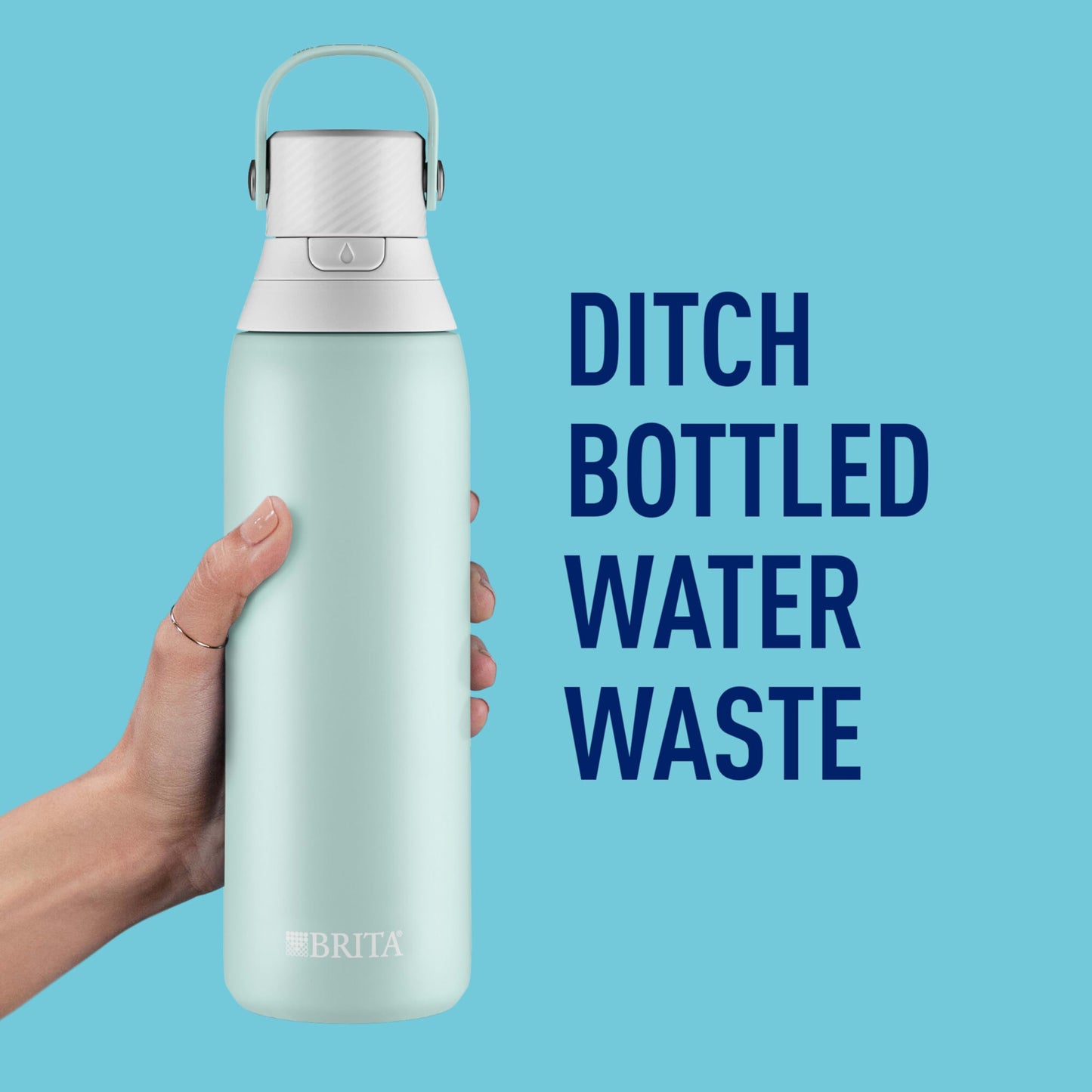 Brita Insulated Filtered Water Bottle with Straw, Reusable, Christmas Gift and Stocking Stuffer For Men and Women, Stainless Steel Metal, Glacier, 20 Ounce