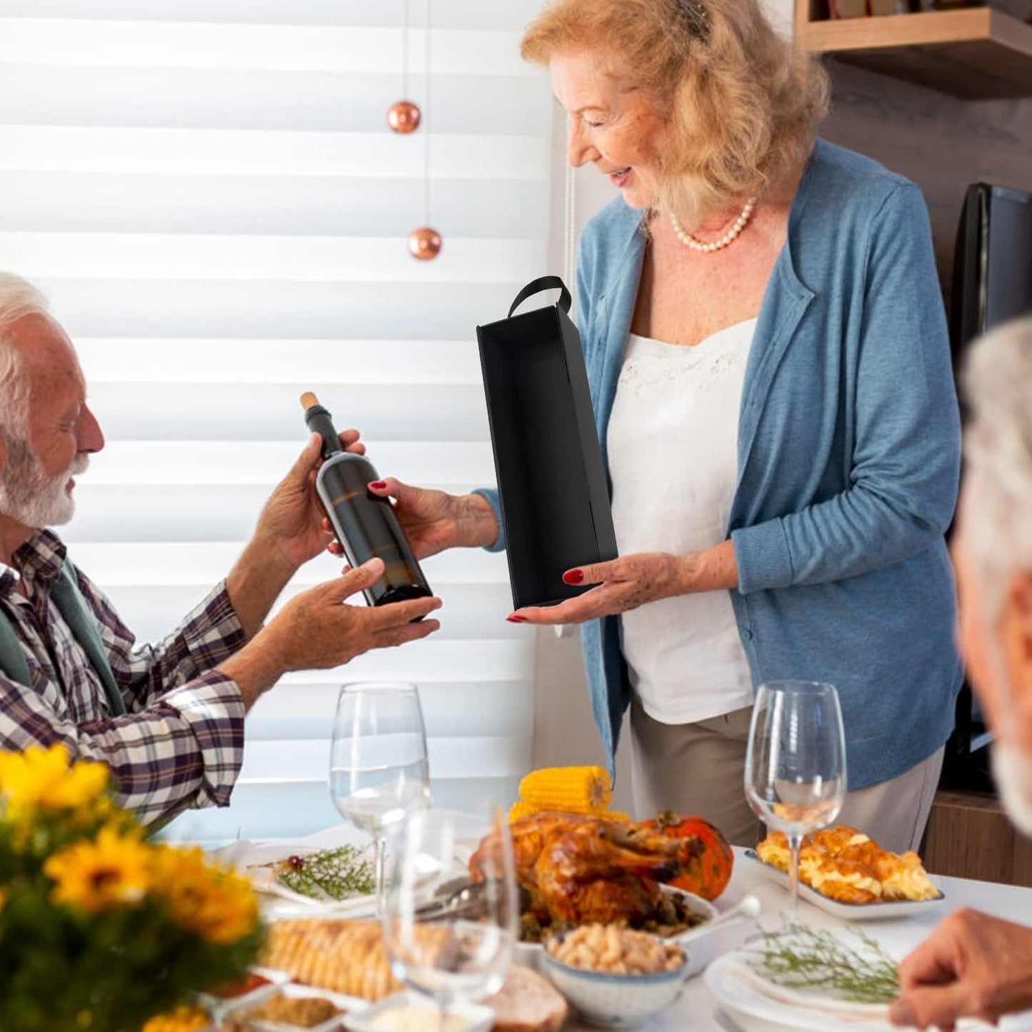 PLAEVIAE Wine Gift Box 12.8 x 3.8 x 3.8in, Magnetic Collapsible Luxury Gift Bottle Packaging for Wine & Champagne, Gold, Ideal for Christmas(5PCS)