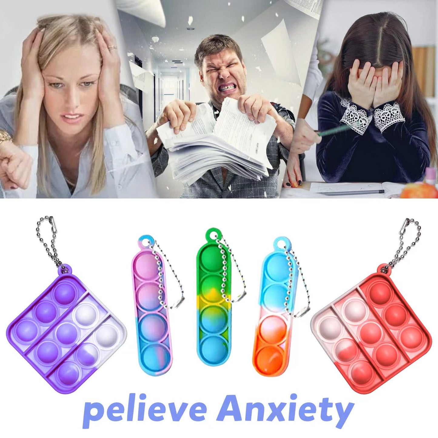 amicbng 130 Pcs Pop Keychain Party Favors ,Mini Pop Keychain It Fidget Toy Bulk Stocking Pinata Stuffers Birthday Carnival Treasure Classroom Prizes Toddler Toys Fidget Pack Stress Relief Toys (130)