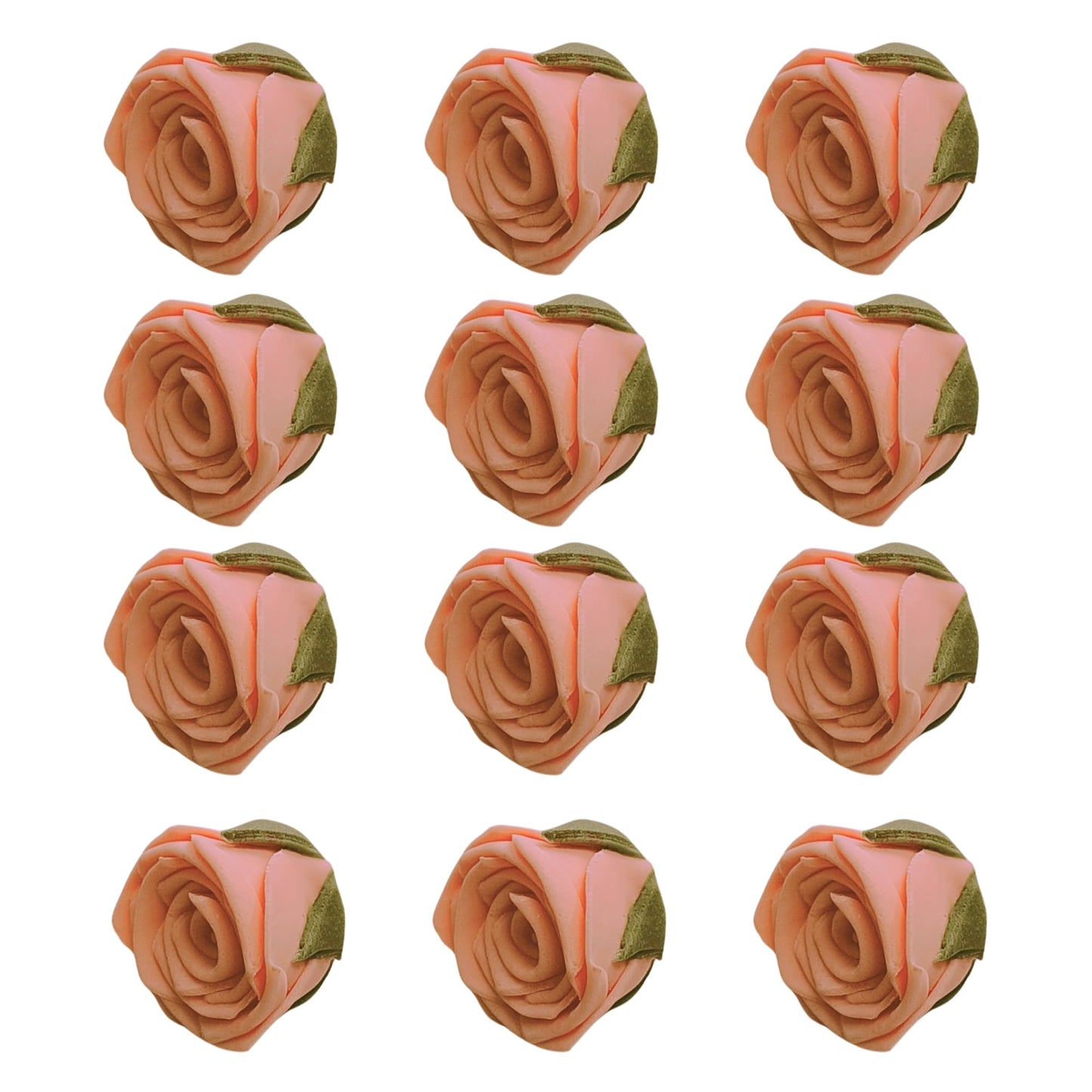 Confect Edible Rose Topper | Pretty Peach Pearl Edible Rose Toppers for Cakes, Cupcakes & Doughnuts | Perfect for Cake Decorations & Cupcake - Vegan, Dairy-Free, Palm Oil-Free - Pack of 12