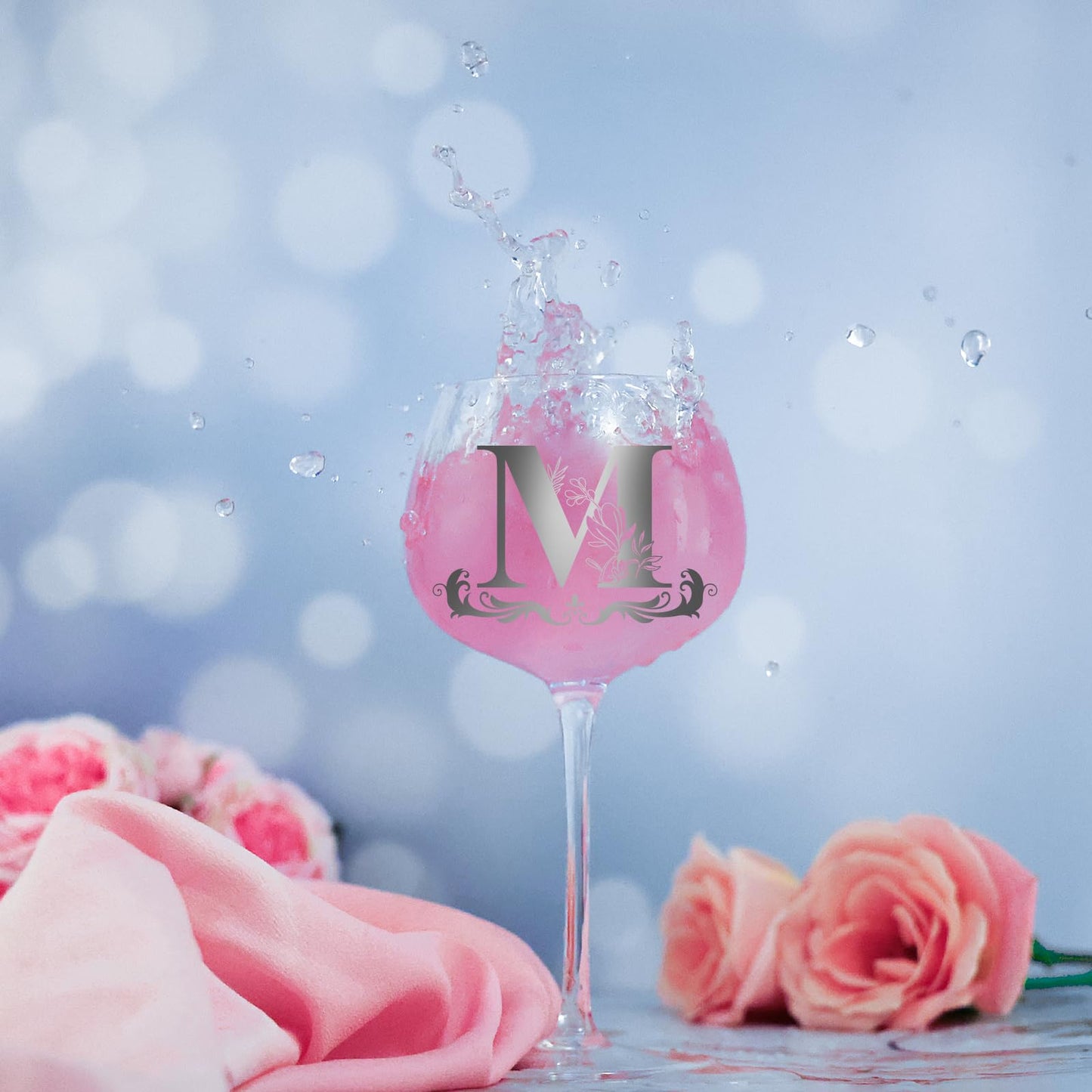 Personalized Monogram Gifts for Women - Customized Initial A-Z Wine Glass, Unique Birthday Christmas Gifts for Her, Mom, Wife, Sister, Daughter, Friend (Letter M)