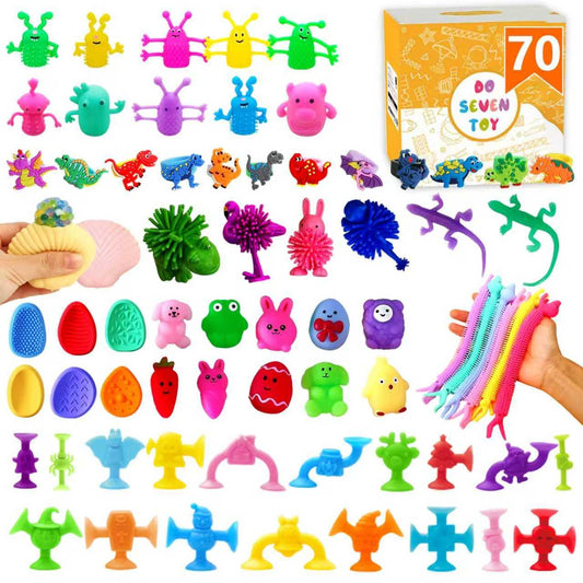 70 Pcs Fidget Toys Set,Stocking Stuffers for Kids, Gifts for Kids, Party Favors - Stress Relief Sensory Toys - ADHD Toys,Anxiety Carnival Treasure Classroom Prizes
