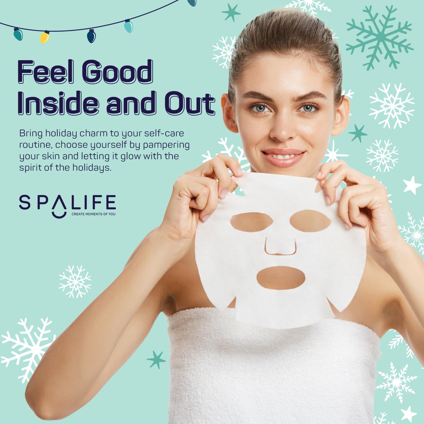 SpaLife Christmas Stocking Stuffer Facial Masks 12-Pack - Hydrating, Smoothing, and Refreshing Skin-Clearing Face Sheet Masks - Skincare Set for Moisturizing and Soothing Beauty