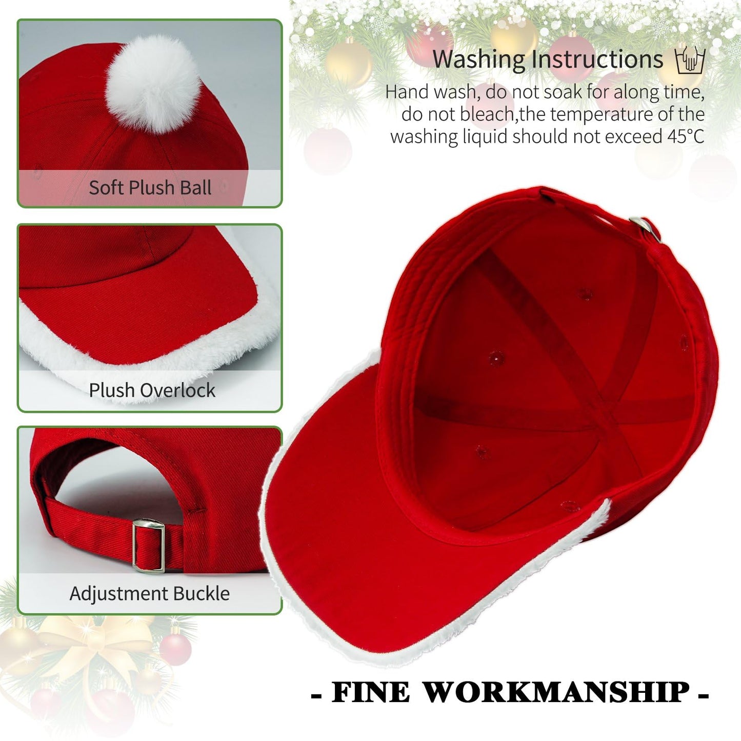 LOTBTRII Santa Hat Embroidered I Do It for The Ho's Funny Inappropriate Christmas Men Women Santa Baseball Cap with Fuzzy Fur Pom