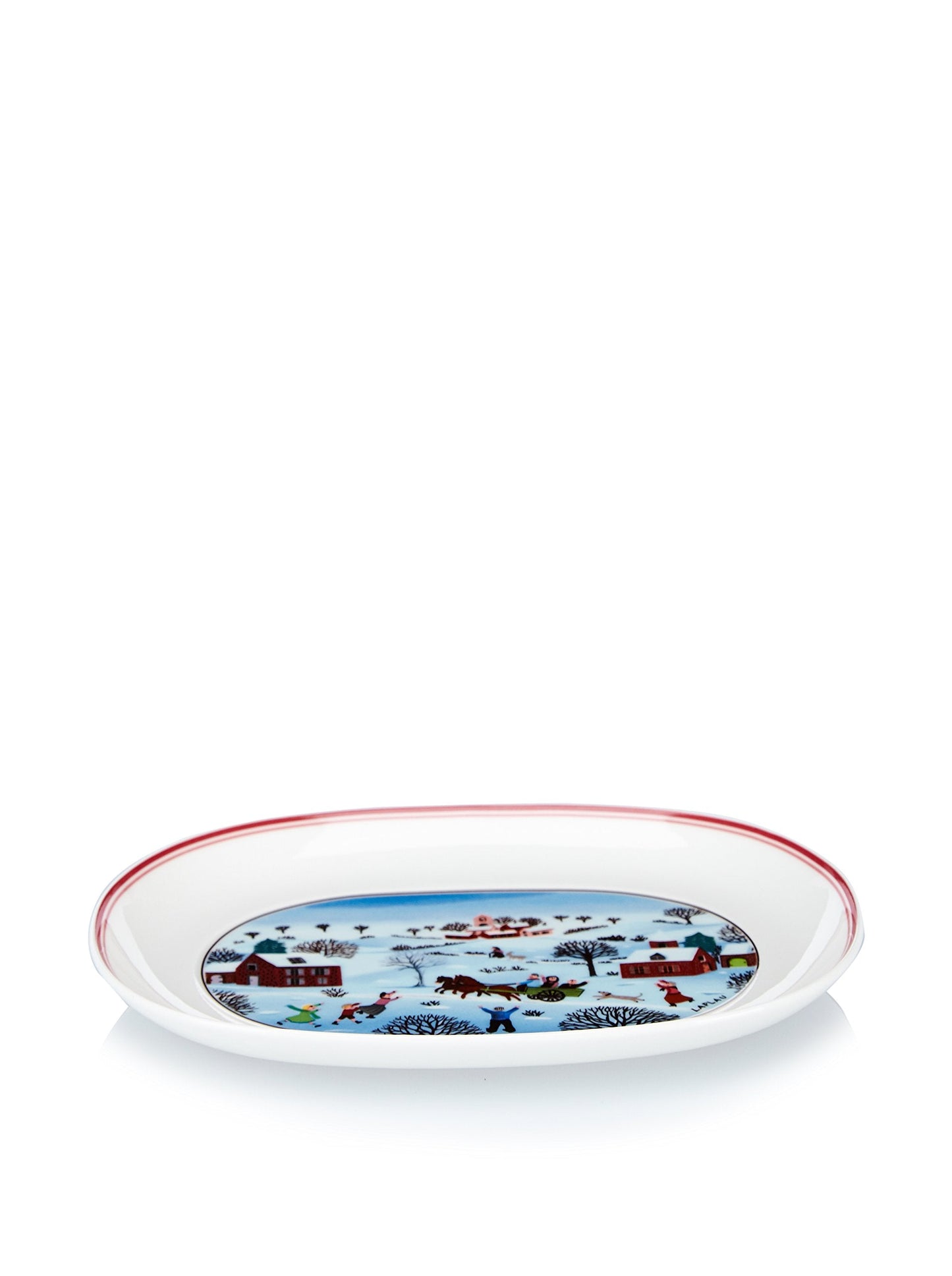 Villeroy & Boch Design Naif Christmas Pickle Dish, Premium Porcelain, Made in Germany, Small Presentation Platter, 7.75 in, Christmas Village Pattern