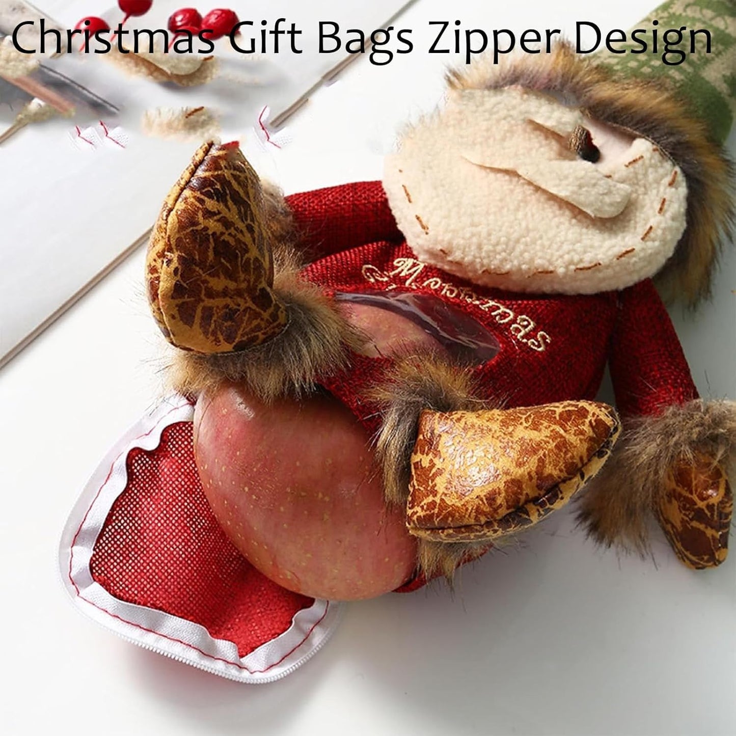 Nebulunch Christmas Gift Bags Zipper Design, 2026 New Christmas Zipper Gift Bags, Large Fabric Gifts Bags, Reusable Christma Bags With Santa Snowman Style For Presents Candy Fruit (3 PCS)