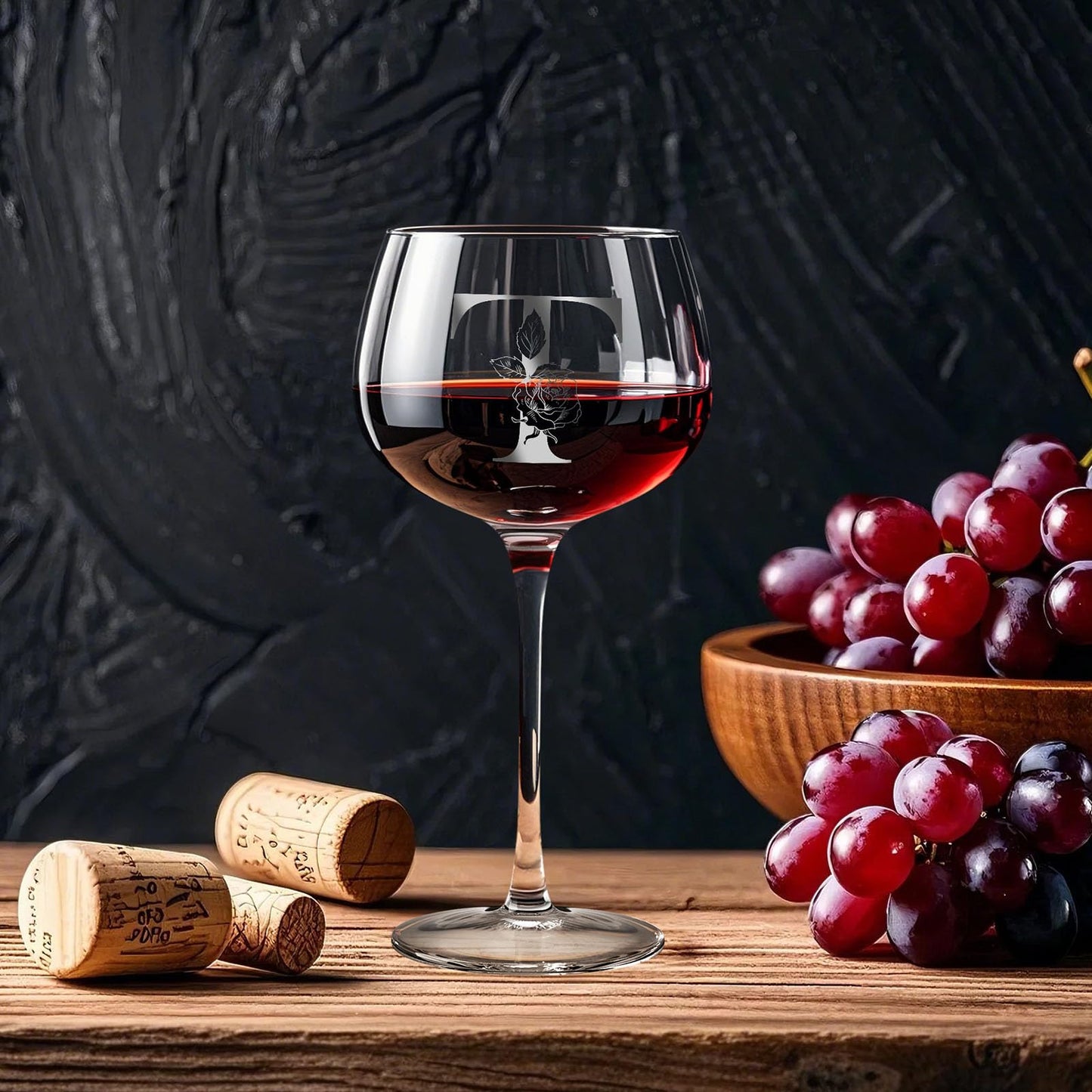 Personalized Gifts for Women, Monogrammed A-Z Wine Glass Customized Gift, Unique Christmas Birthday Gifts for Women Her Mom Friend Sister Wife Daughter Nurse (T)