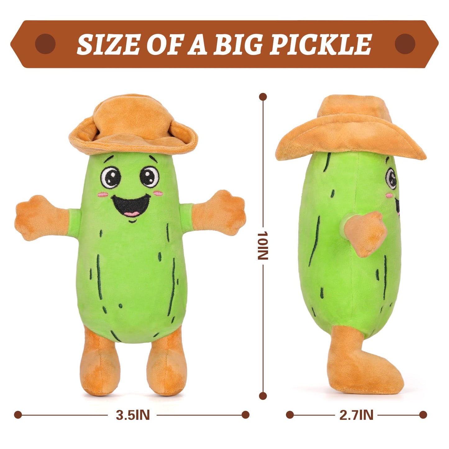 A AIFAMY Yodeling Plush Pickle - 10”Hilarious Singing Cucumber Toy - Funny Gag Gift Idea for Pickle Lovers, Adults, Friends and Family, Batteries Including
