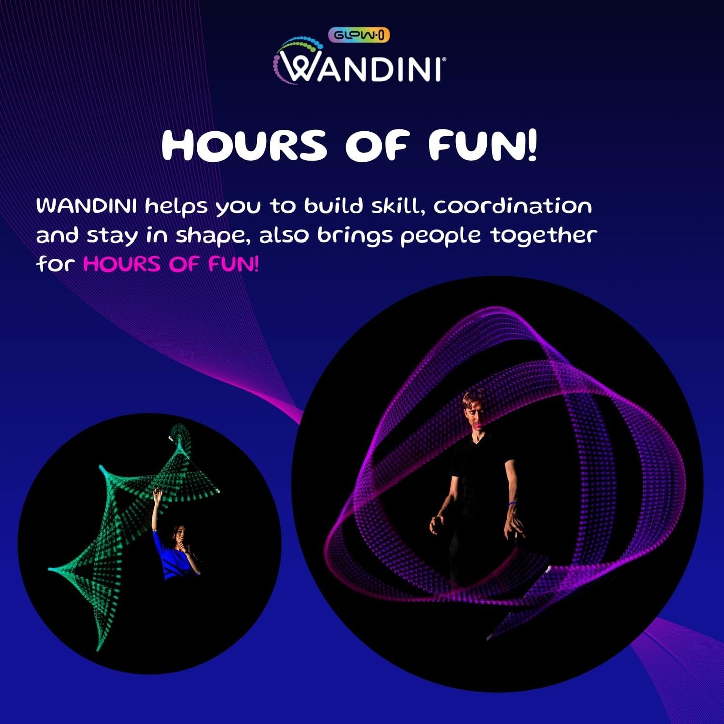 Wandini Glow.0 Magic Wand Collapsible LED Levitation Wand - USB Rechargeable Floating Wand - LED Light Wand with 22 Color Light Modes – Patented, Expertly Balanced LED Flow Wand Levitation Stick