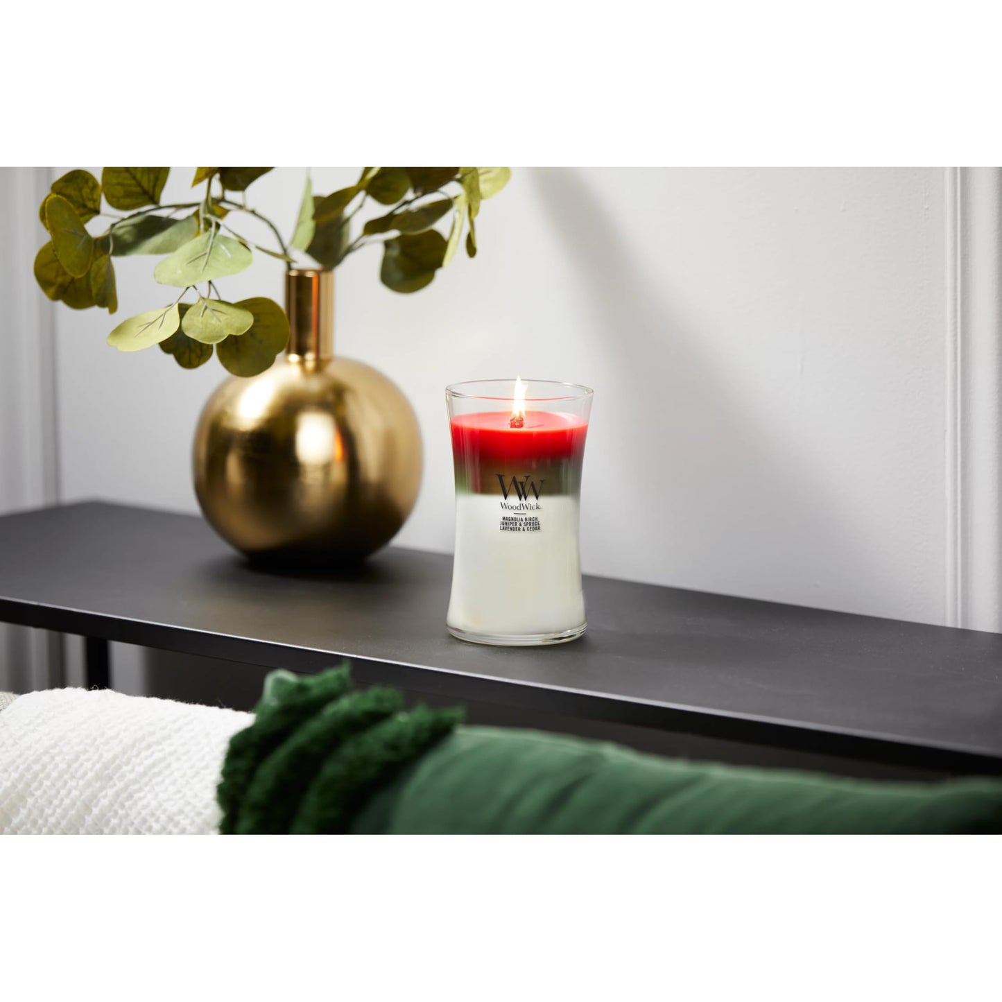 WoodWick Large Hourglass Candle Winter Garland - Premium Soy Blend Wax Pluswick Innovation Wood Wick Made in USA | Holiday Gifts for All