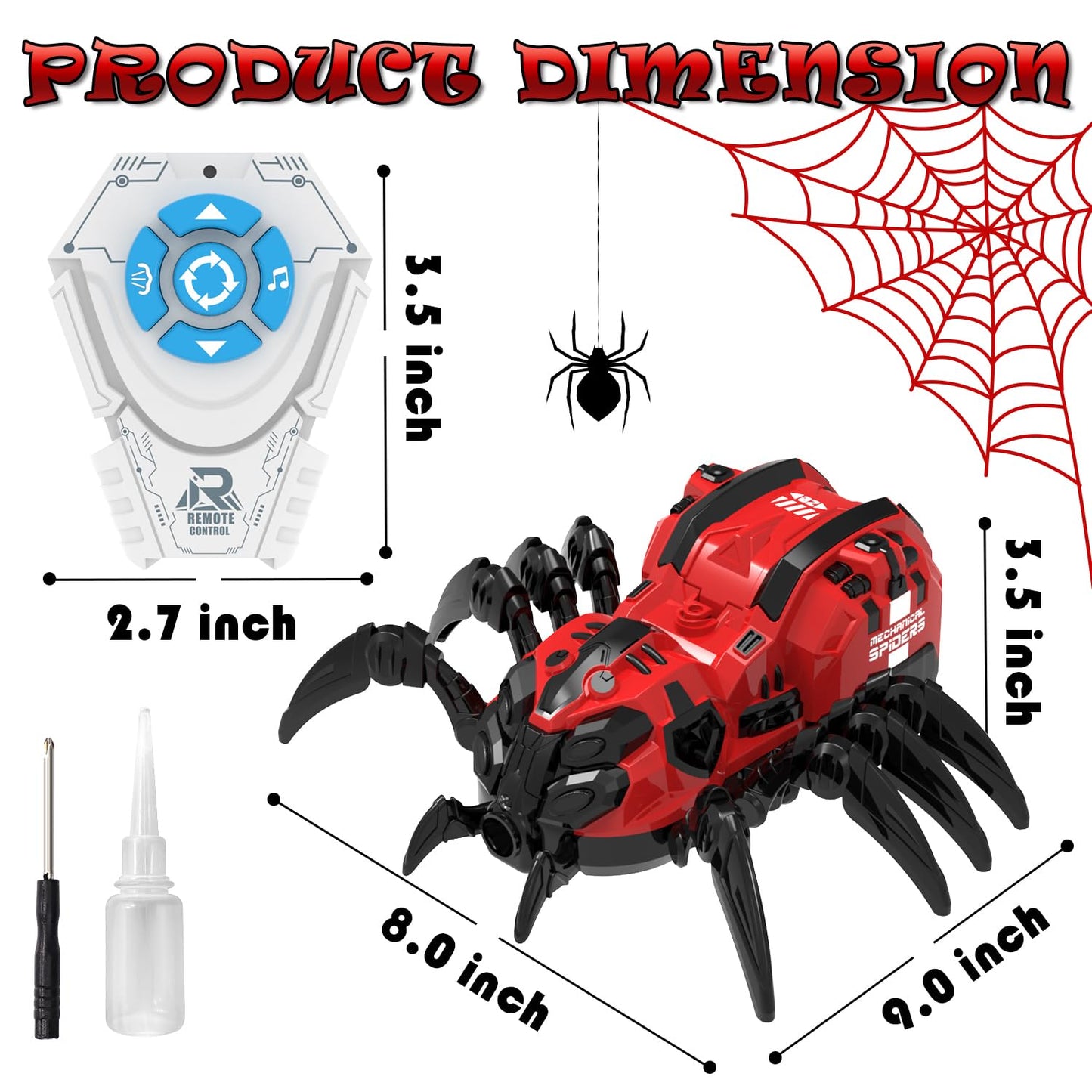 Remote Control Spider Toy, Robot Spider with 2.4 GHz Remote Controller, RC Spider Stunt Robot with Spray/Lights/Music, Realistic Spider Gift for Boys Girls, Halloween, Christmas, Toys for Party Prank