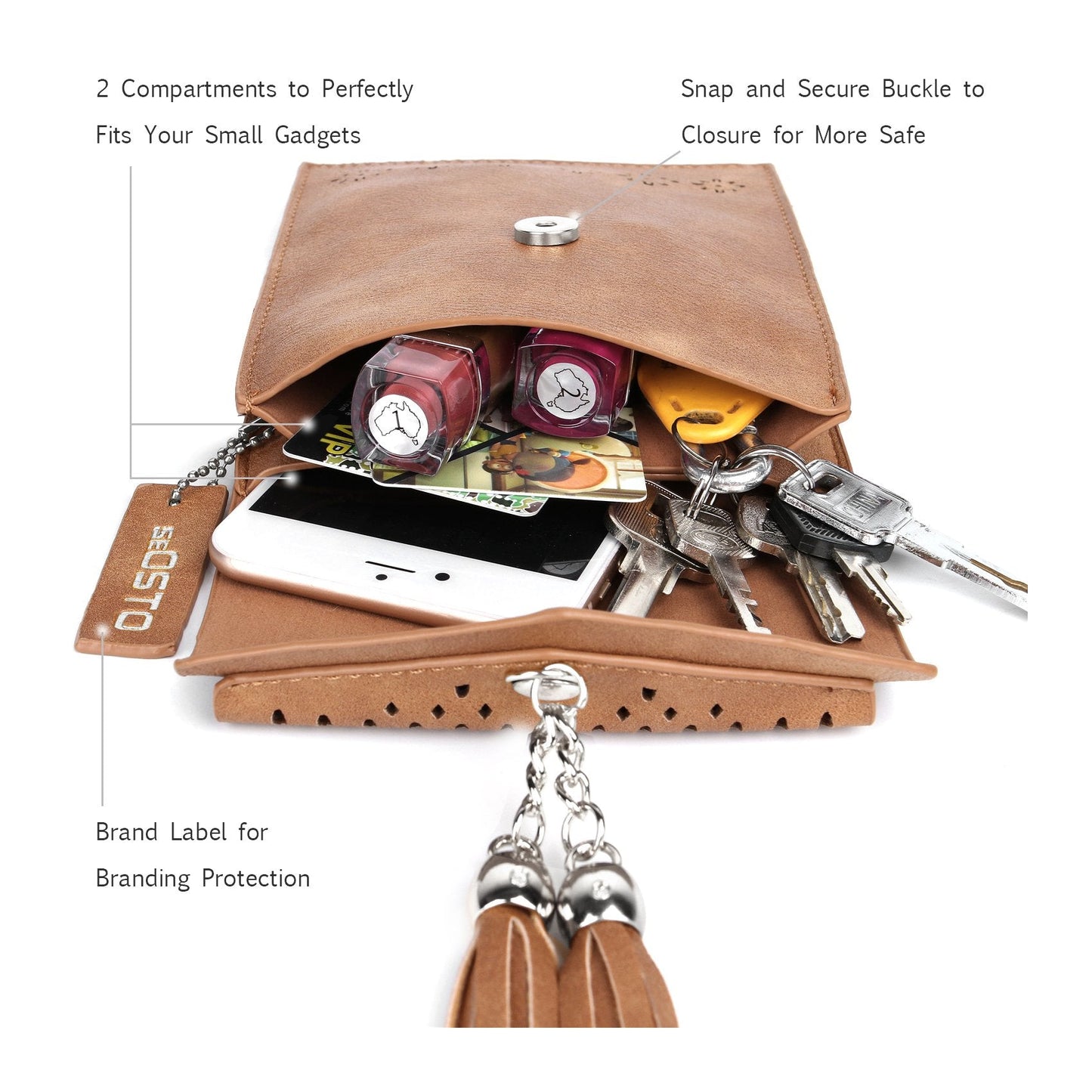 seOSTO Womens Small Crossbody Bag For Woman, Tassel Wallet Purse,Gifts For Teenage Girls