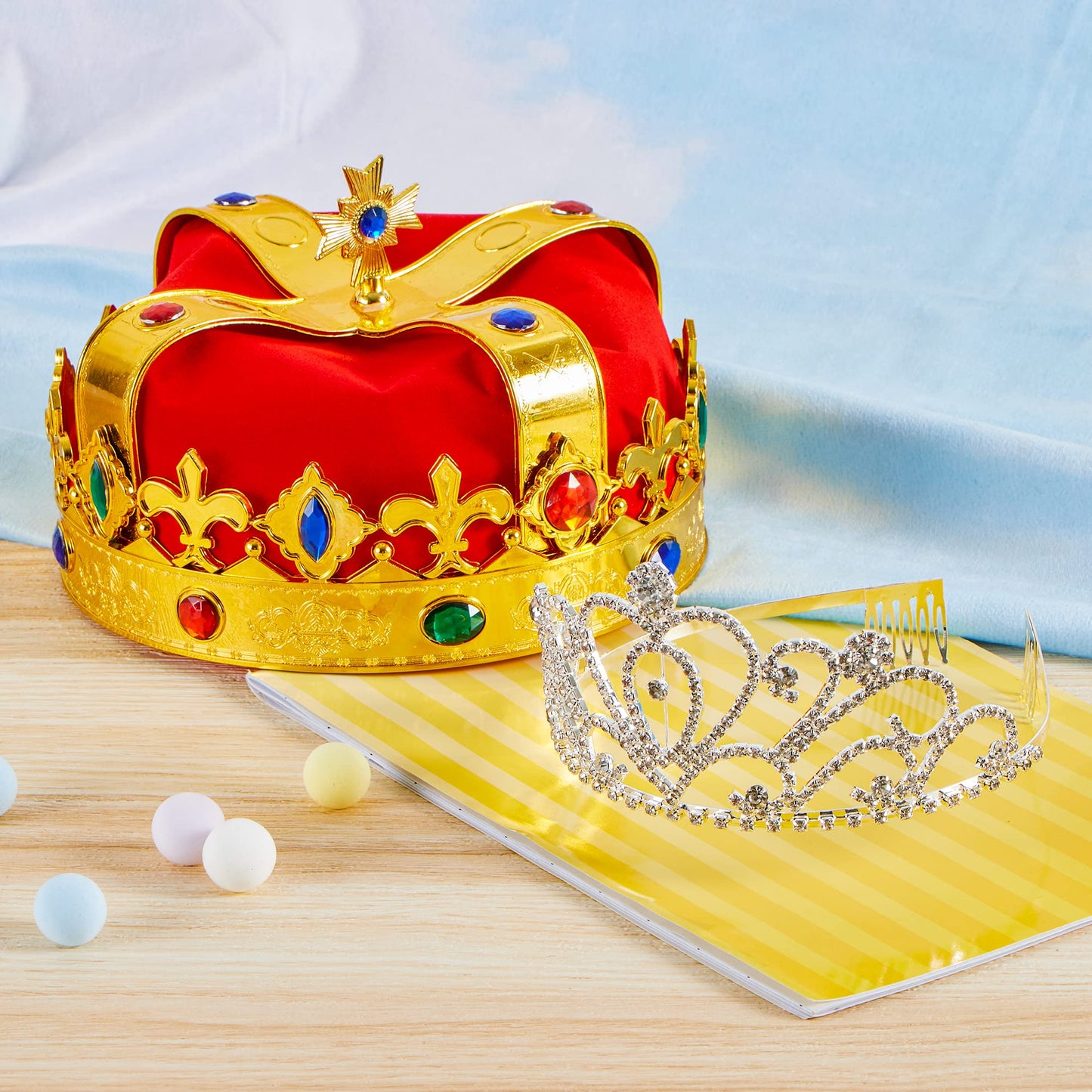 JOYIN 2 Pack Royal Crowns, King's and Queen's Crowns for Kids and Audults, Halloween Party Costume Accessories